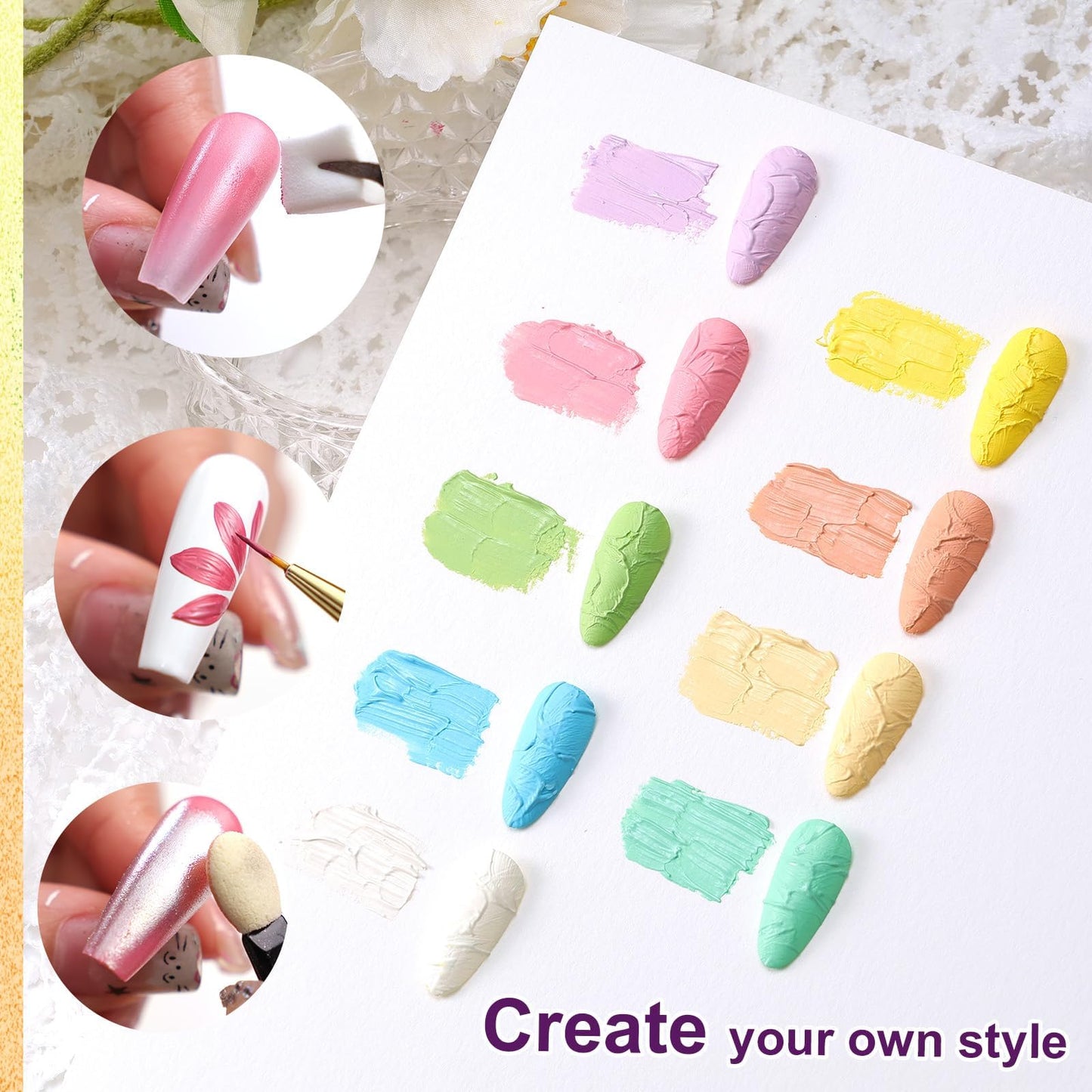 U-Shinein Gradient Painting Gel,9 Bright Spring Summer Colors Ombre 3D Sculpture Gel Painting Effect for Pigment Pat French Manicure Soak of UV Home Salon Easter Eggs Set