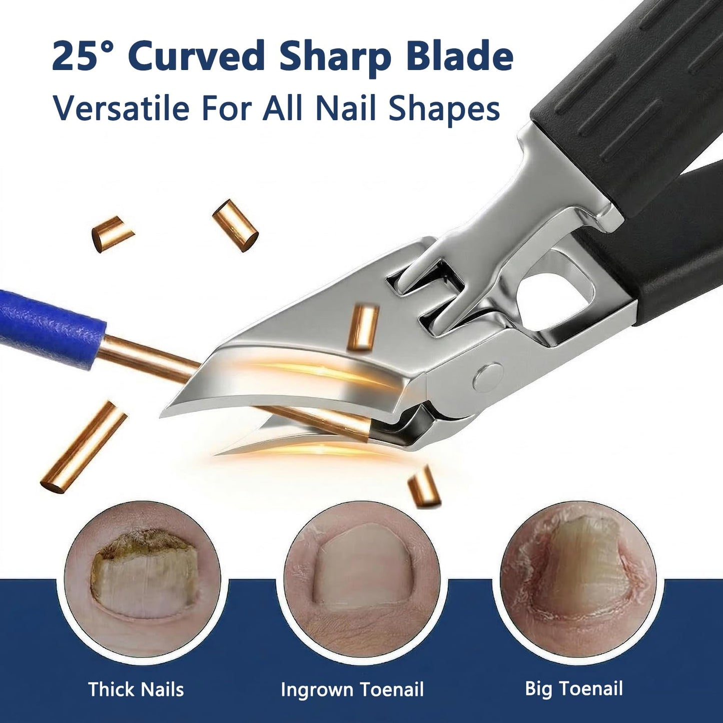 Toenail Clippers for Seniors Thick Toenails, Eagle Beak Slanted Nail Cutter & Angled Head Toe Nail Clippers Set, Stainless Steel Heavy Duty Ingrown Nail Cutter with Wide Jaw for Men Women