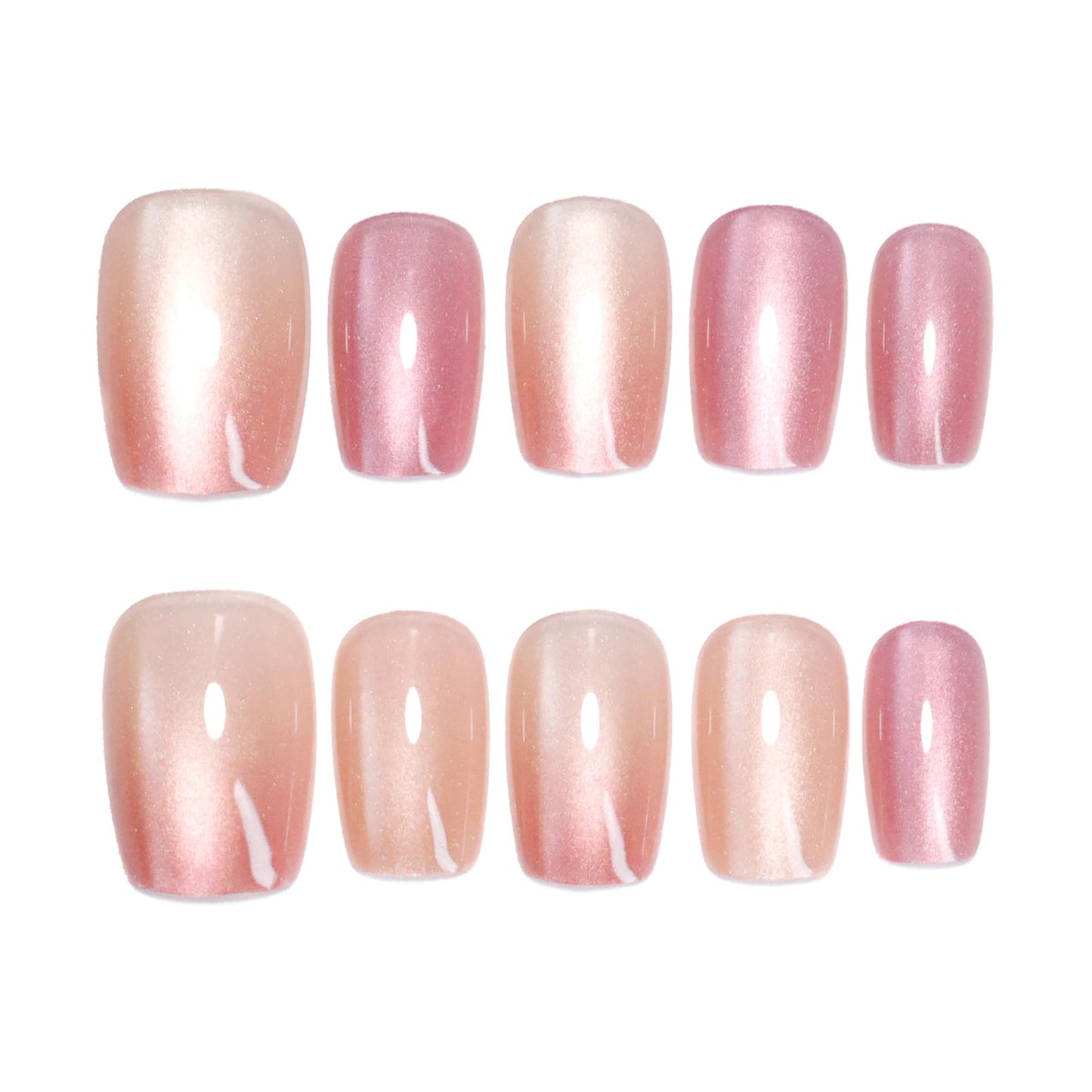 ORZOLATENT Nude Pink Glossy Press On Nails Short Square - 10PCS Fake Nails with Nail Kit, Reusable Stick On Nails with Glue Tabs for Women Girls, Natural Look Artificial Nails for Daily Wear