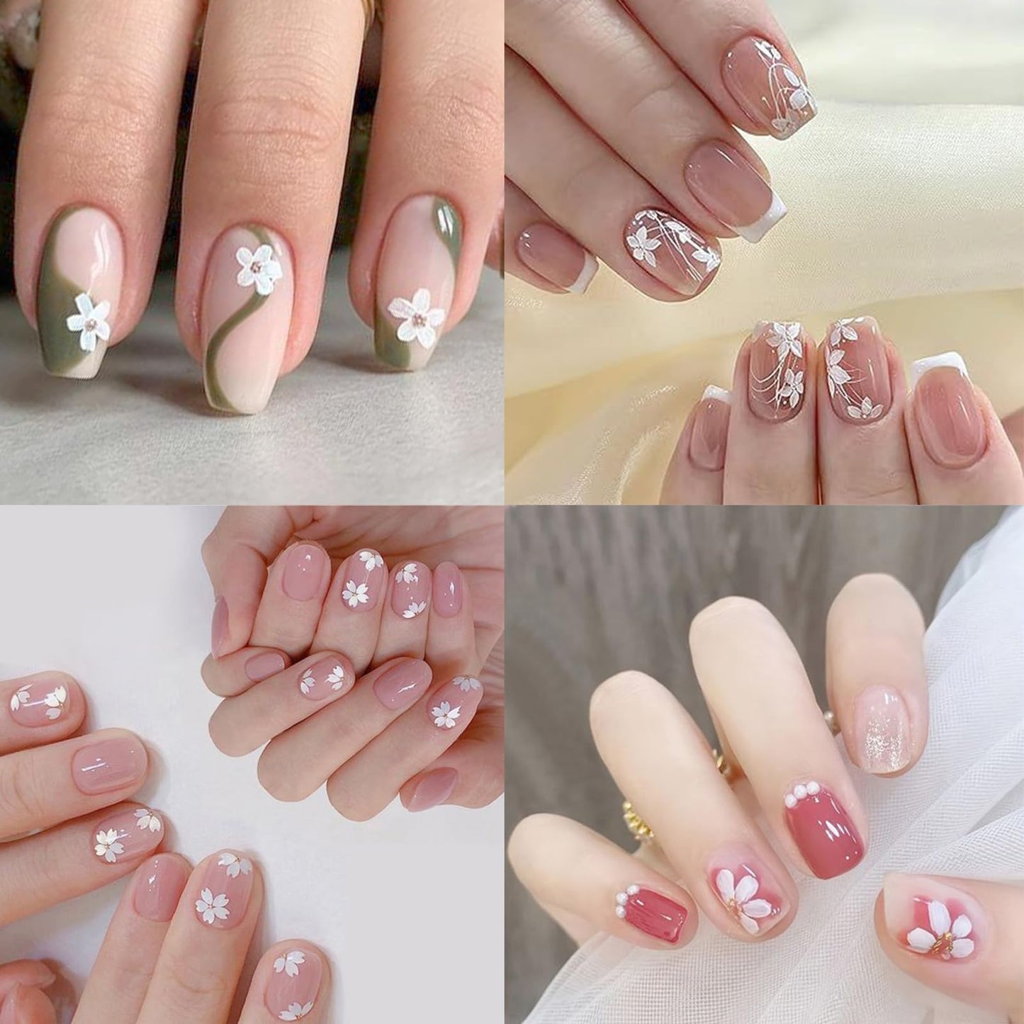 6Sheets Summer Flower Nail Art Stickers 3D Self-Adhesive Holographic Cherry Blossoms Design Nail Stickers Peach Blossoms Nail Supplies for Women DIY Floral Nail Art Decor