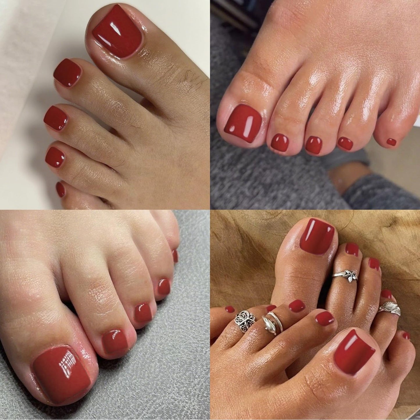 Lifextol 120PC Red Press on Toenails for Women Fake Toe nail Press ons Acrylic Toe Press on Nails Set, red Press on Toe Nails Press on Fake Toenails Press ons Acrylic Toe Nail Tips Kit&Glue Tab-O