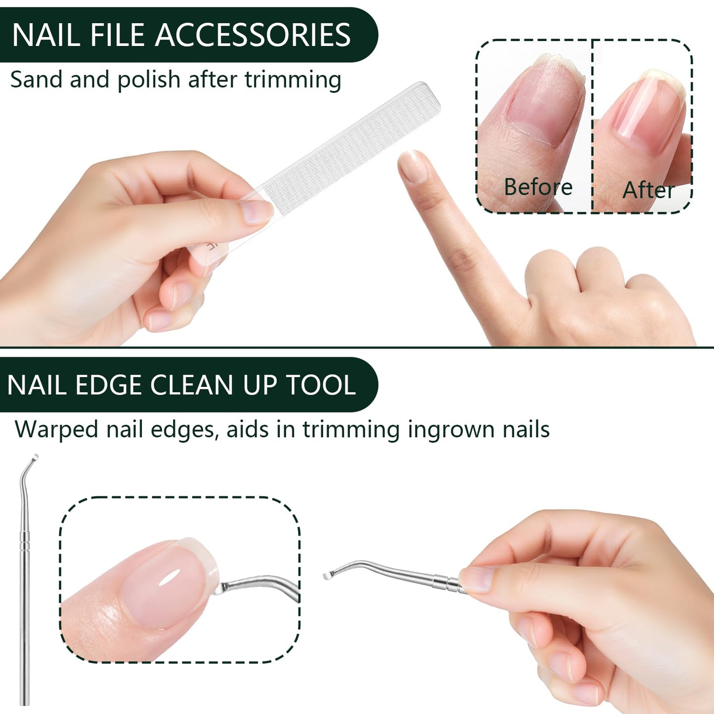 Eagle Beak Beveled Nail Clippers,4PCS Angled Nail Clipper Set,Long Handle Wide Jaw Opening Anti-Splash Slanted Nail Clipper,Fingernail and Curved Toenail Clippers for Ingrown&Thick Nails for Men Women