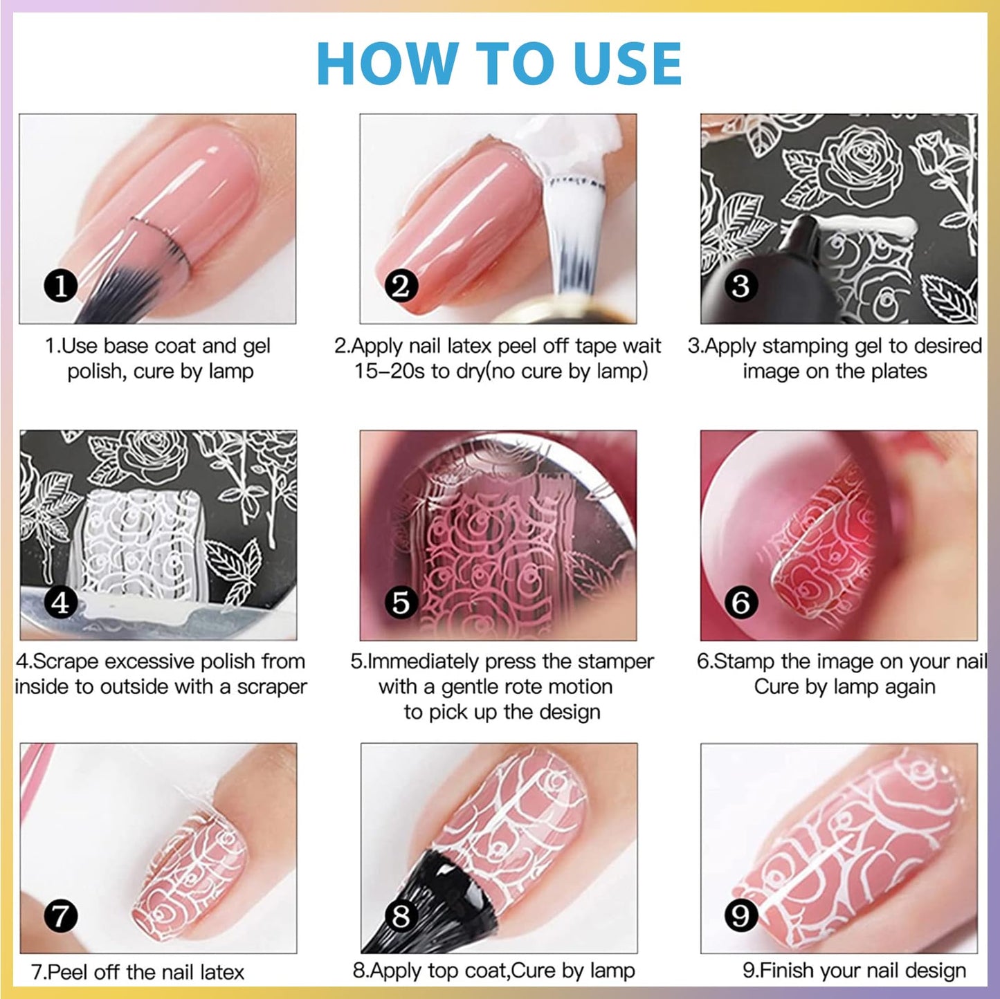Biutee Nail Stamping Plate 15PCS Nail Stamper Kit Nail Art Stamping Plates Set with Nail Stamper, Scraper & Storage Bag, Nail Stamping Kit Star Bowknot Love Butterfly Leaf Design Template for Nail Art
