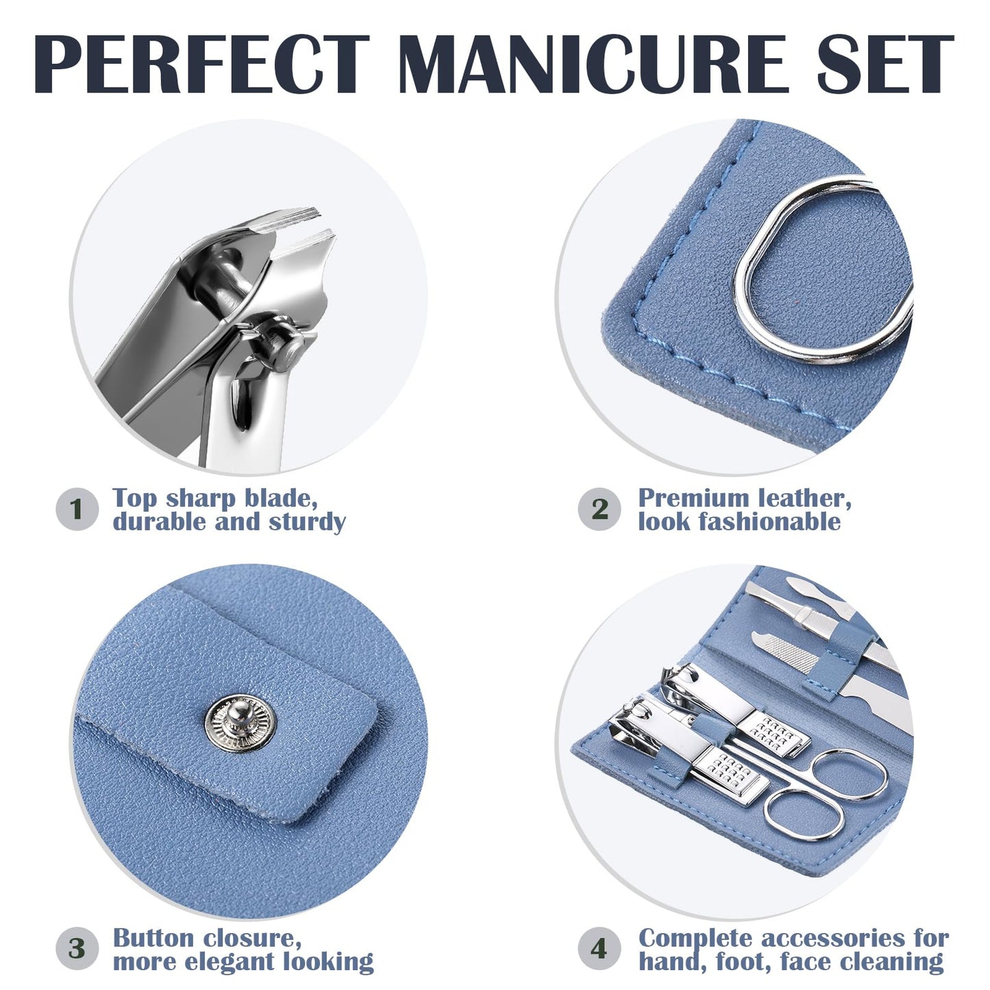 WILLBOND 12 Sets Manicure Set Nail Clippers Pedicure Kit 7 in 1 Stainless Steel Professional Pedicure Set Grooming Kits Nail Care Tools with Travel Case Multi Color(Morandi Colors)
