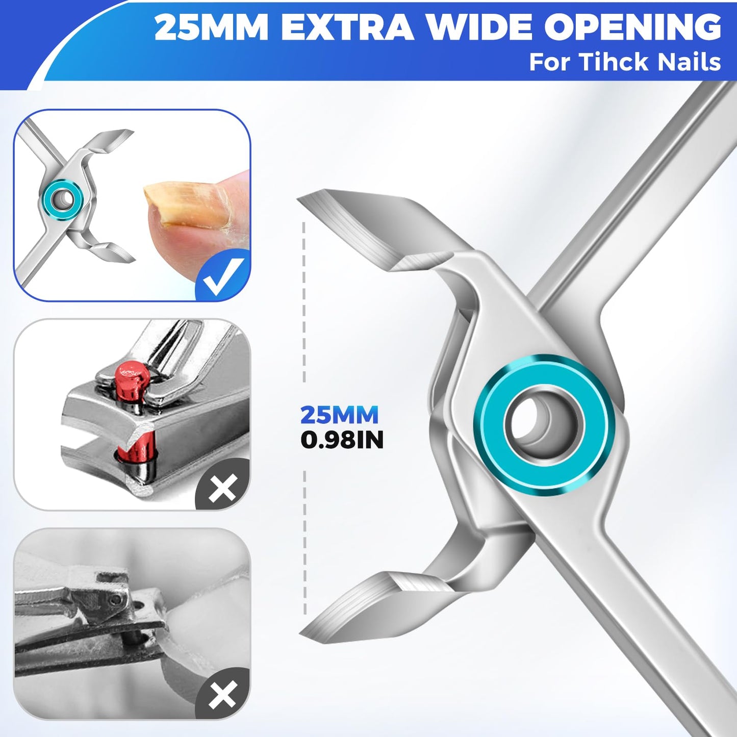 Toenail Clippers for Thick Toenails for Seniors, 2026 New Heavy Duty Nail Clippers for Men Thick Ingrown Nails with Wide Jaw Opening, Upgrade Slanted Curved Large Fingernail Ingrown Toenail Clippers