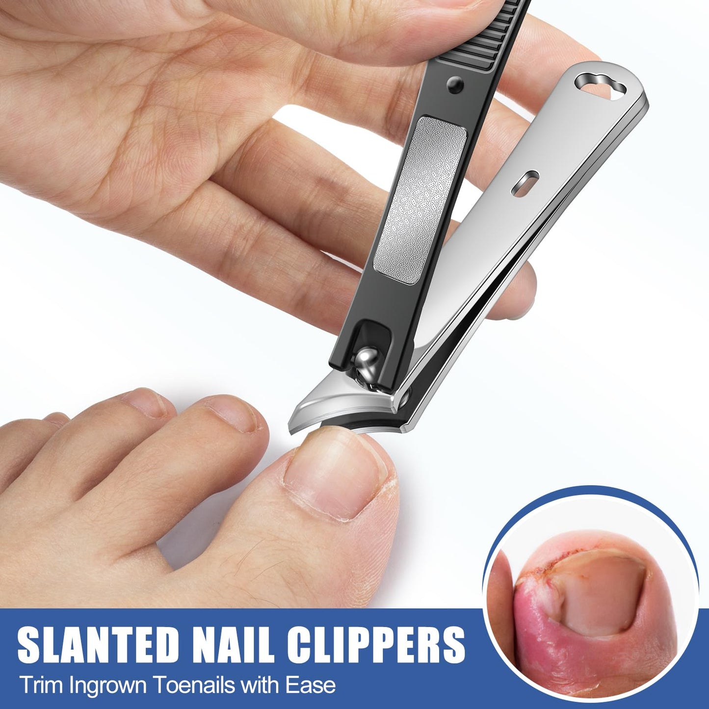 Toenail Clippers for Seniors Thick Ingrown Toenails, Large Nail Clippers for Men Thick Nails, 2026 Heavy Duty Sharp Slanted Nail Cutter, Wide Opening, Long Handle, Nail Clipper Set Gifts for Men Women