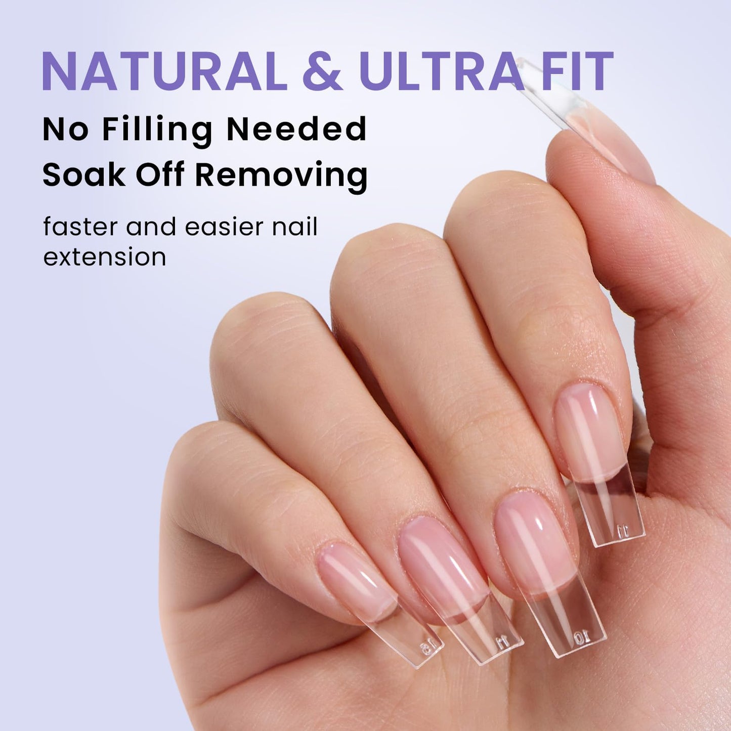 BTArtbox Square Gel Nail Tips - 320pcs Press on Nails Medium, Pre-shape Half Matte Clear False Tips, Full Cover Acrylic Fake Nails For Nail Extension, Home DIY Nail Salon 16 Sizes