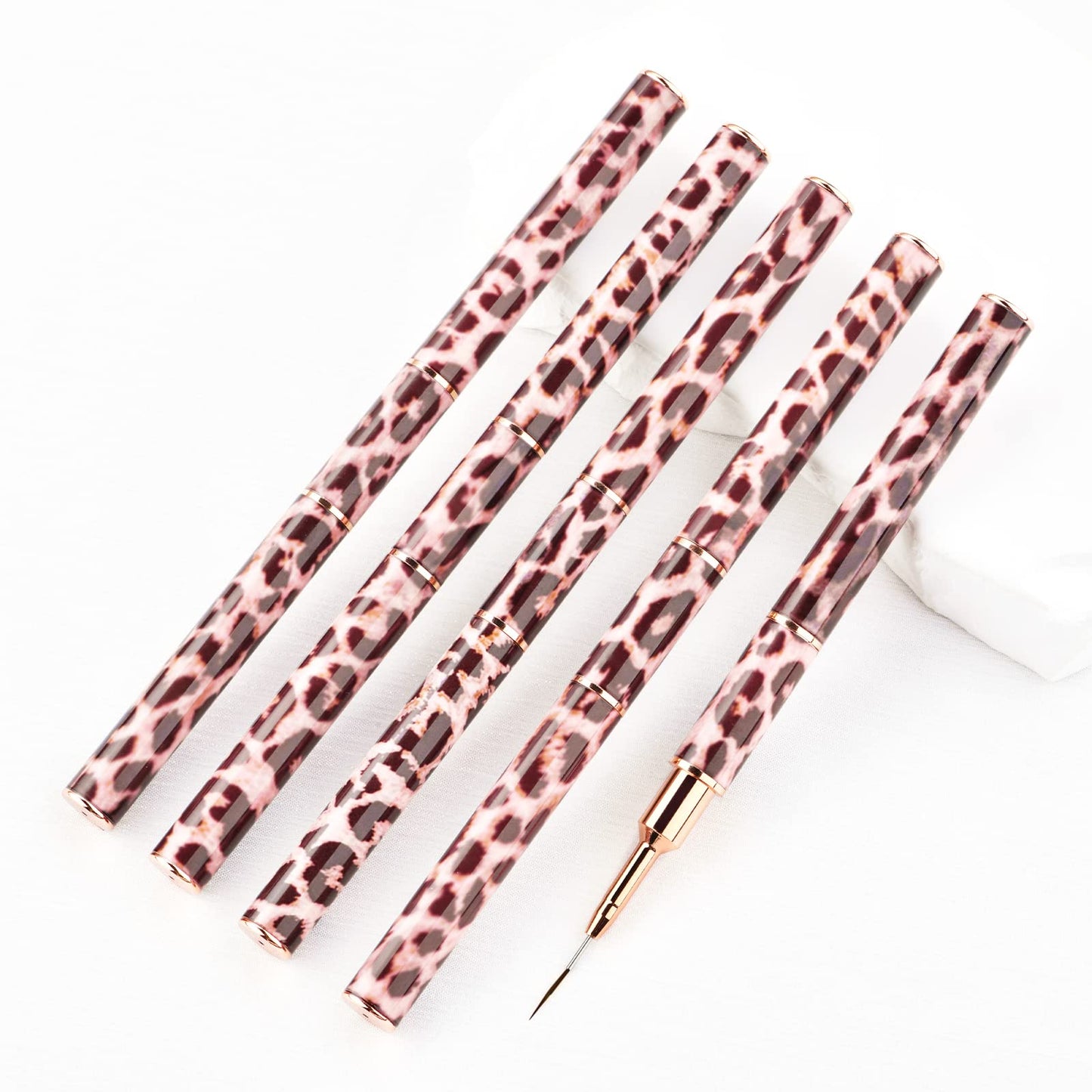 Nail Art Brushes - Double-Ended Nail Art Liner Brushes 10 Heads Striping Liner Brush Set Nail Design Brushes for Elongated Long Lines, Thin Details, Fine Drawing Nail Brushes for Nail Art, Striper Brushes Lengths 5/7/9/11/14/15/17/20/22/25mm