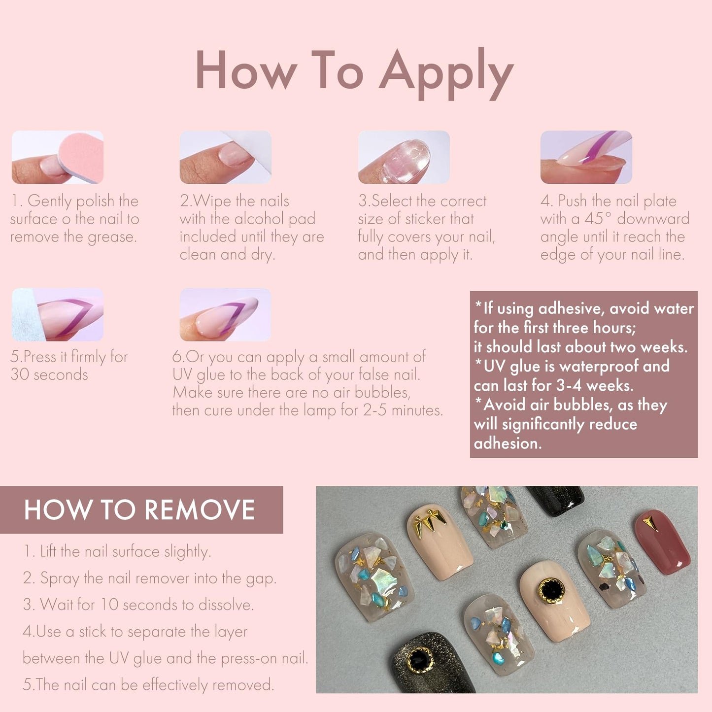 Midnight Gem 10PCS Press On Nails Set, Black-to-Gold Gradient & Mixed Design Glam Fake Nails, Acrylic/UV Gel Luxury Gem Press-Ons for Women, Fall Winter Neutral Glam Nail Kit (Multicolor, S)
