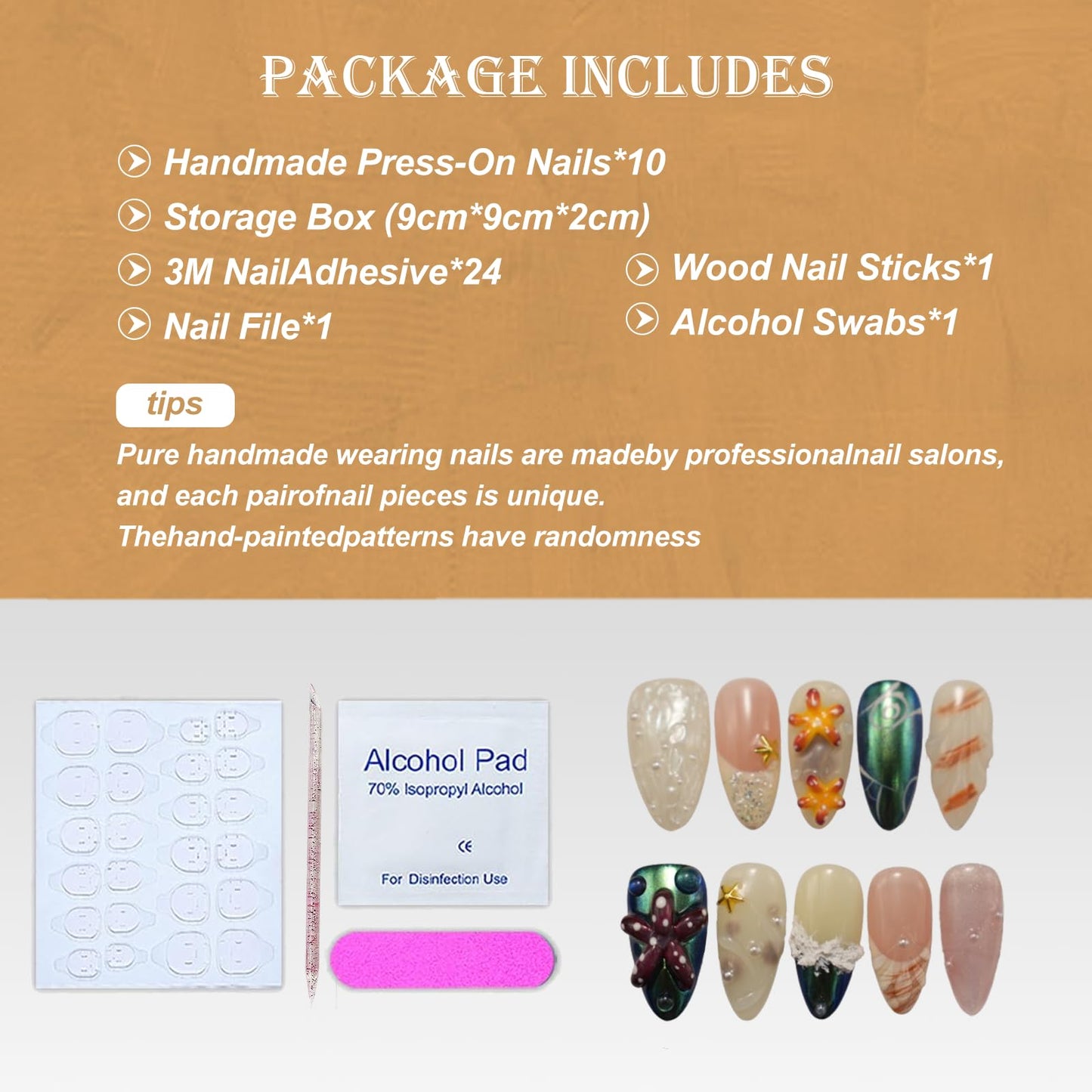 Luxury Handmade Press on Nails - Long Square White French Tips Press on Nai,l with Almond 3D Rhinestones, Flowers & Butterflies, Acrylic Multi-Layer Gel False Nails for Women (10Pcs) S SIZE