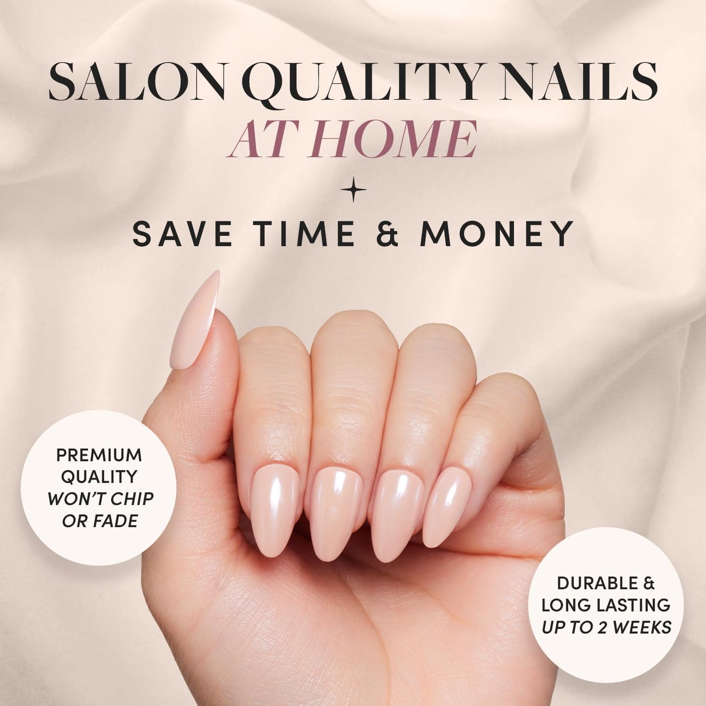 Glamnetic Press-On Nails Bundle - Dusty Pink, Los Angeles & Think Pink | Medium Square Fake Nails, Sheer Mauve Neutral | Blush Nude Pink Short Almond False Nails with a Glazed Finish | Light Pastel Pi
