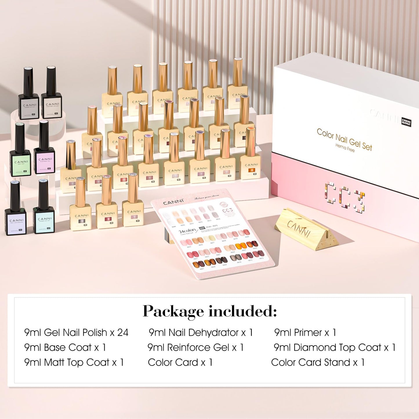 CANNI CC3 Jelly Gel Nail Polish Set with Color Card, 30Pcs Jelly Pink Gel Polish Nude Brown Color High Gloss Soak Off U V Nail French Nail Manicure Salon DIY