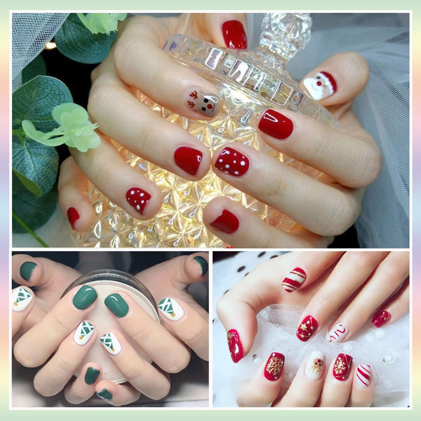SILPECWEE 30 Sheets Christmas Nail Polish Strips Nail Stickers Full Nail Wraps Self-Adhesive Nail Polish Stickers Decals for Women Gel Nail Strips with Nail File (Chic Style)