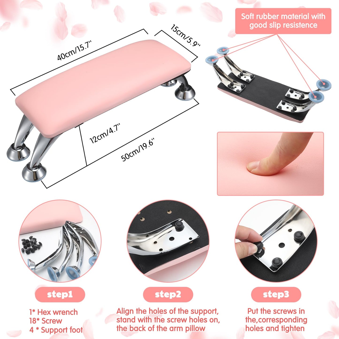 Demissle 3 Pcs Nail Art Tools and Accessories Include 1 Detachable Big Arm Rest for Nails Cushion, 1 Nail Art Table Mat, 1 Cell Phone Stand, for Manicure Technician Salon Home Use