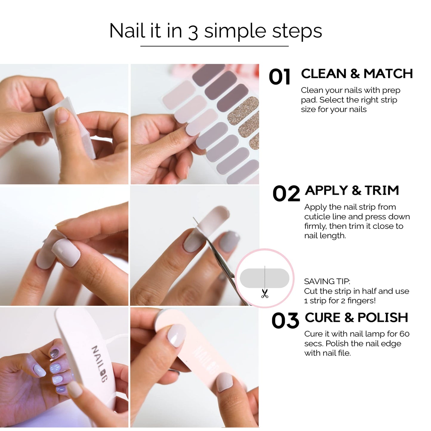 NAILOG Semi Cured Gel Nail Strips (20 Extra Long Polish Stickers/Wraps) │ Glossy & Long Lasting Soft Gel Finishing│A Rock Song