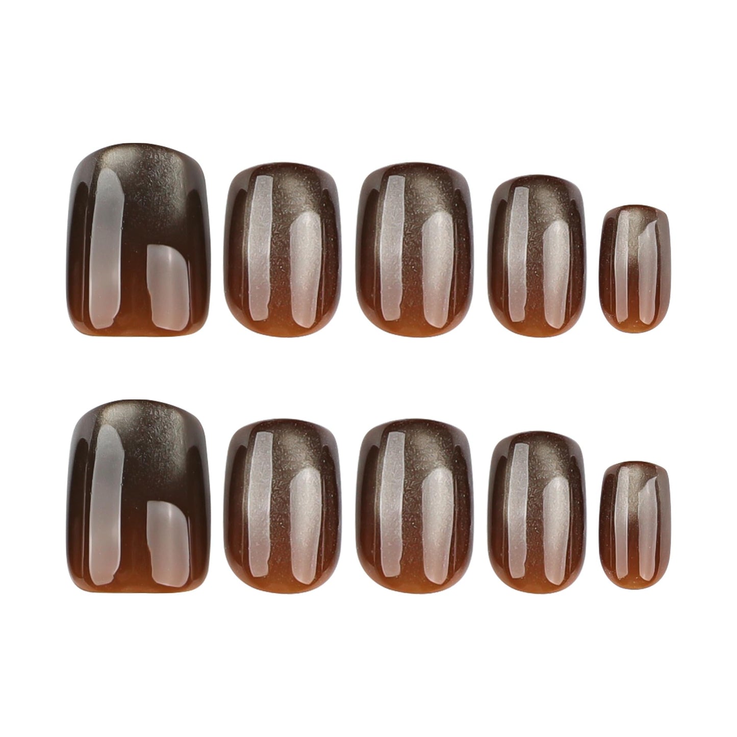 XZMeiLun Glitter Brown Cat Eye Press On Nails Short Round – Fall Caramel Color, Gel-Infused Acrylic Reusable Fake Nails w/Adhesive Tabs & Glue, Salon-Quality Cute Press-Ons for Women Girls Gift