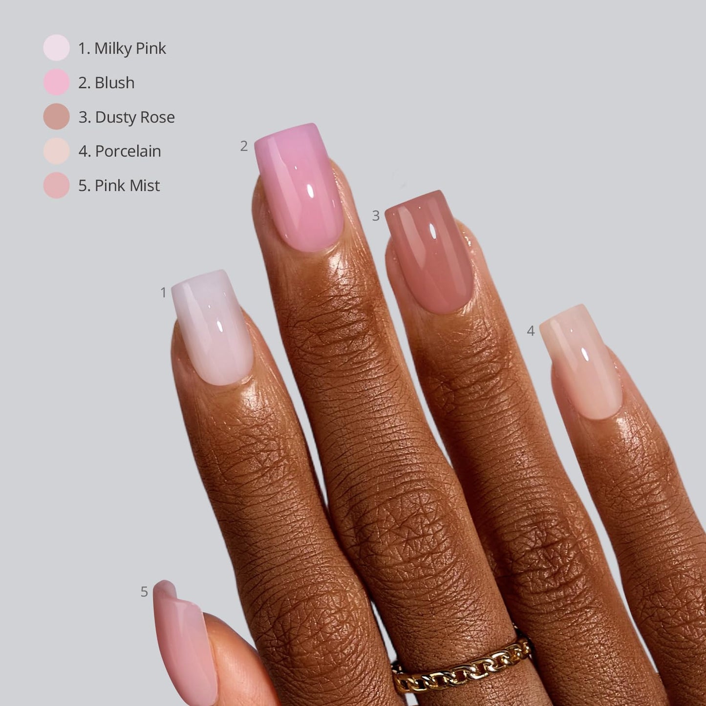 BTArtboxnails XCOATTIPS Bare 5-Shades Nude Press on Nails - 4-Week Wear Short Square Press on Nails, Easy to Apply, Soak Off, Salon Quality Value at Home, 16 Sizes - 160 Fake Nails