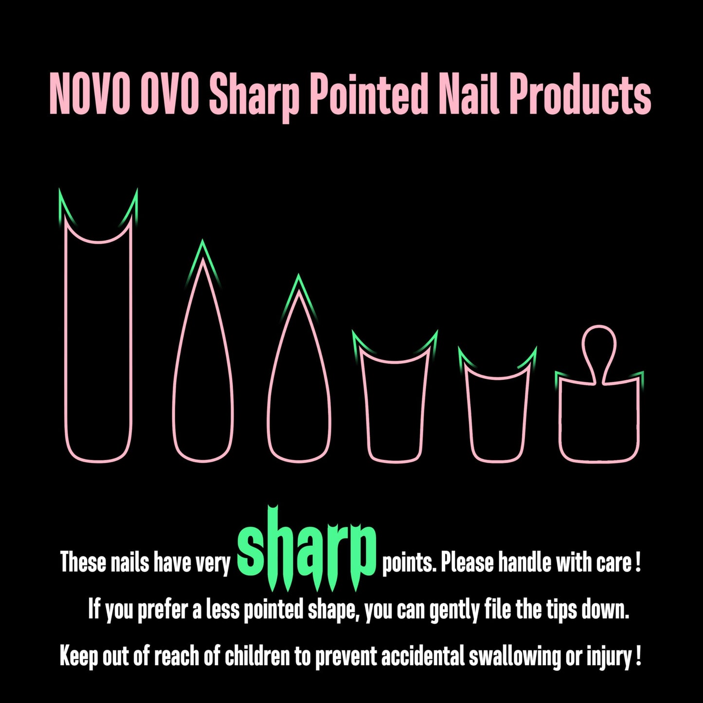NOVO OVO White French Tip Sharp Stiletto Pointed Medium Long Nail Tips Press on Baby Pink, Soft Gel Fake Acrylic Extension, Full Cover False Nails for Salon DIY x 16 Sizes 160 pcs