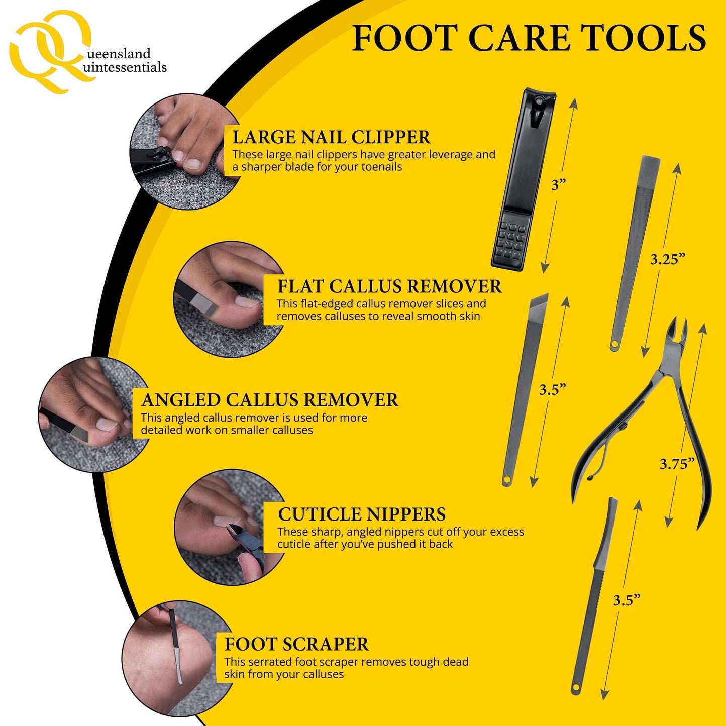 Queensland Quintessentials Manicure Kit for Women - Complete Nail Care Set with Toenail Clippers for Thick Nails - Ideal for Seniors - Professional Nail Nippers & Clippers - Perfect for Home Use