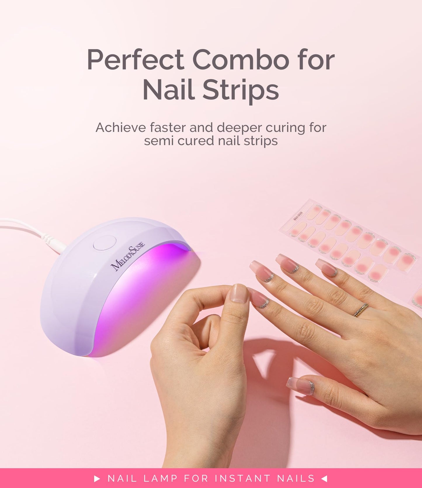 MelodySusie Pocket-Sized LED UV Nail Lamp with Ultra-Lightweight Design, P-ART04 UV Light Cures All Soft Gels at Home, Especially Instant Nails, Half-Cured Gel, Base Coat & Top Coat (Purple)