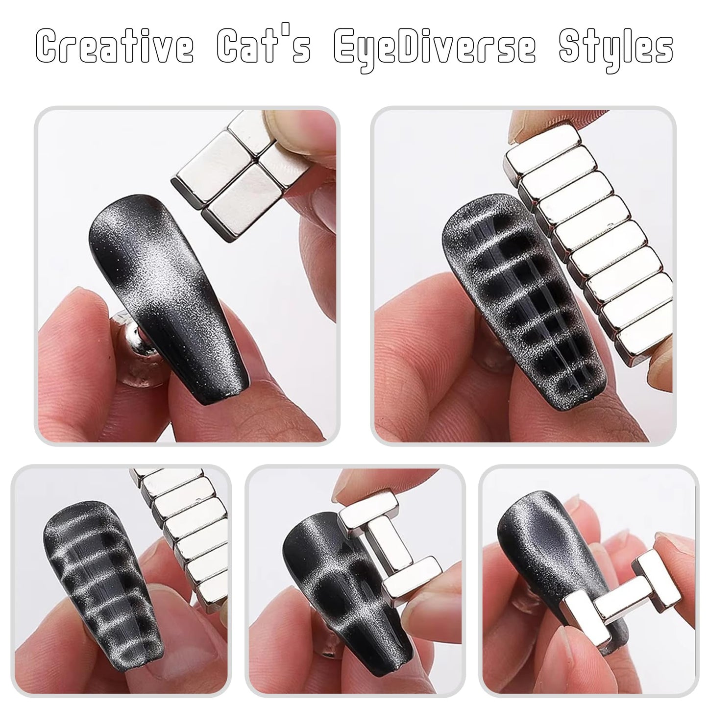 XEAOHESY 12 Pieces Cat Eye Magnet for Nails Rectangle Nail Magnet Square Nail Art Magnet with Crocodile Pattern Effect Powerful Manicure Magnetic Tool for Cat Eye Gel Nail Polish（0.39*0.19*0.12inch）