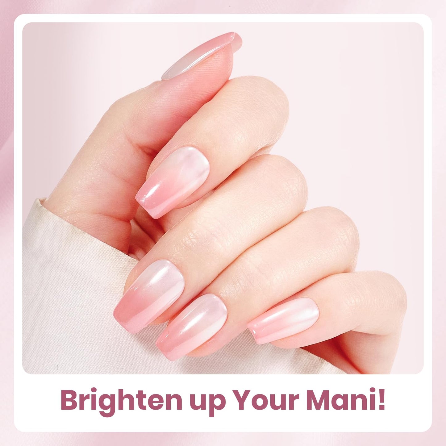 Beetles Milky White Press On Nails Short Squoval, 32pcs 16 Sizes, Soft Gel, Glue and Tabs, HEMA and TPO Free & Nude Pink Gel Polish Set 6 Colors, TPO & HEMA Free, Spring Manicure Kit