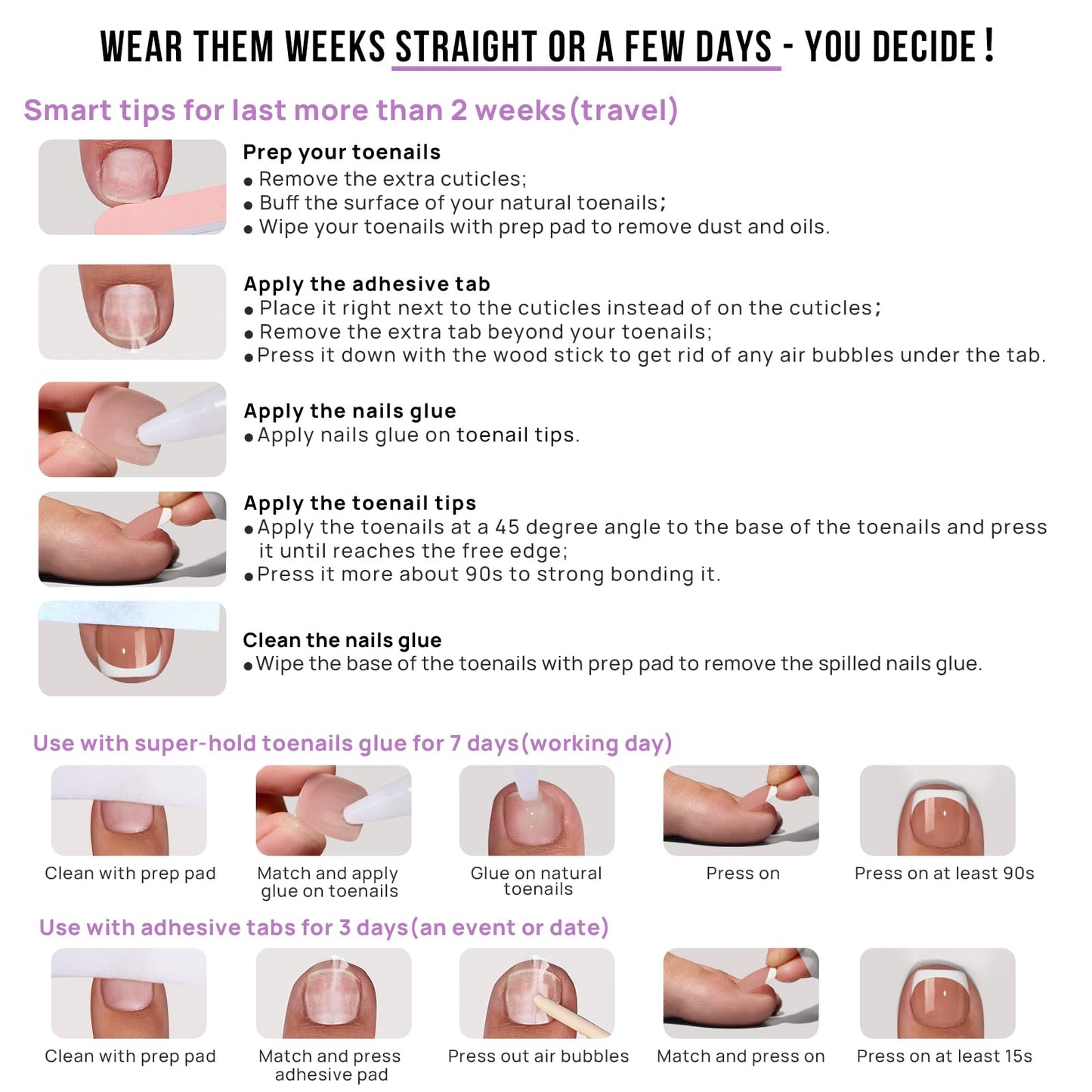 BTArtbox Toe Nails Press On Short, Brown Ombre Press On Toenails Square for Women, Squoval Press on Toe Nails with Glue, Fake Toenails in 16 Sizes- 32 Toenails Kit, Baby Boomer Brown