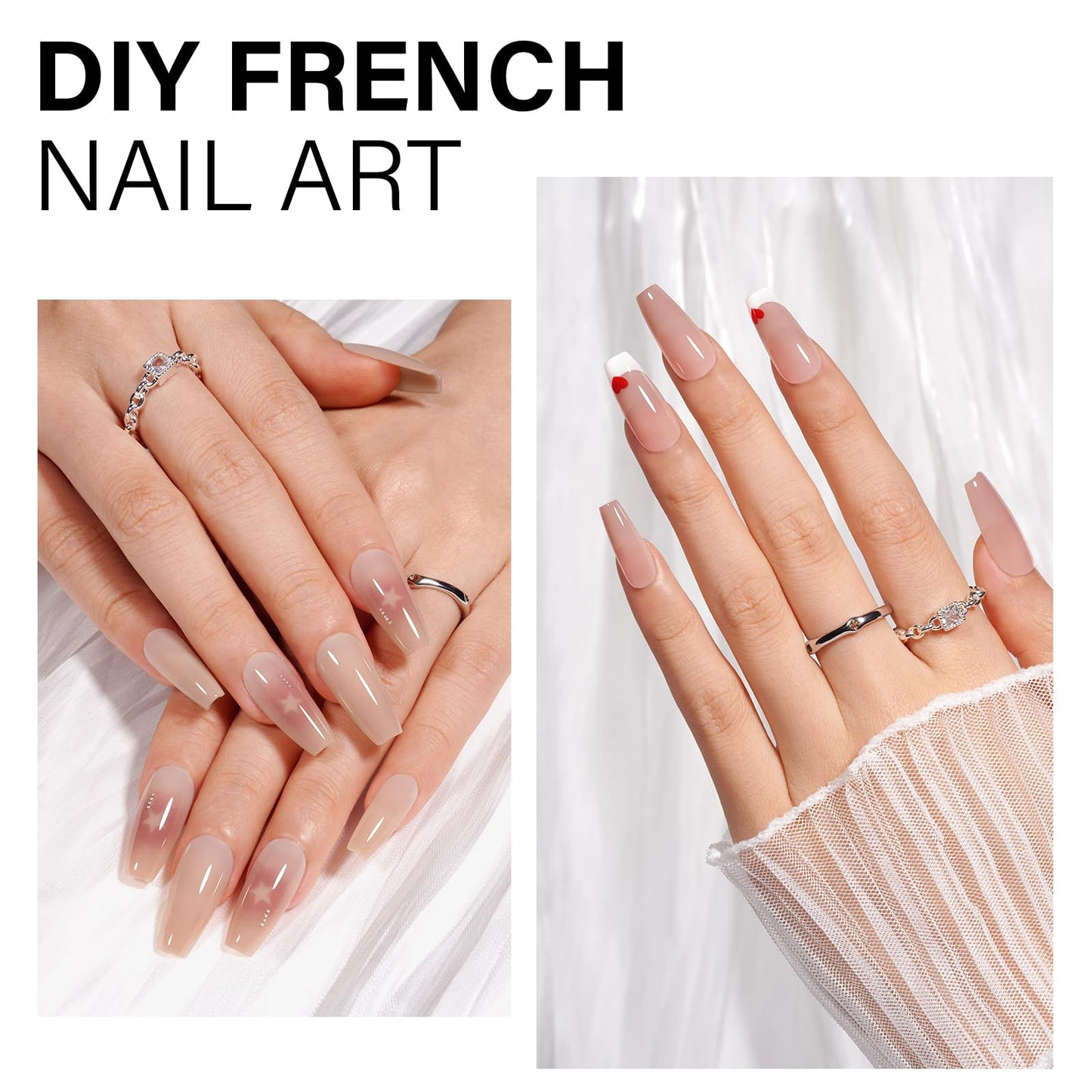 AILLSA RealFit Nude Tone Mixed Color Press On Nails 4 in 1 Pre-Shaped Nail Tips Medium Coffin Full Cover Fake Nails Extension Natural Gel Tips Easy to Apply For Nail Art DIY 140 PCS