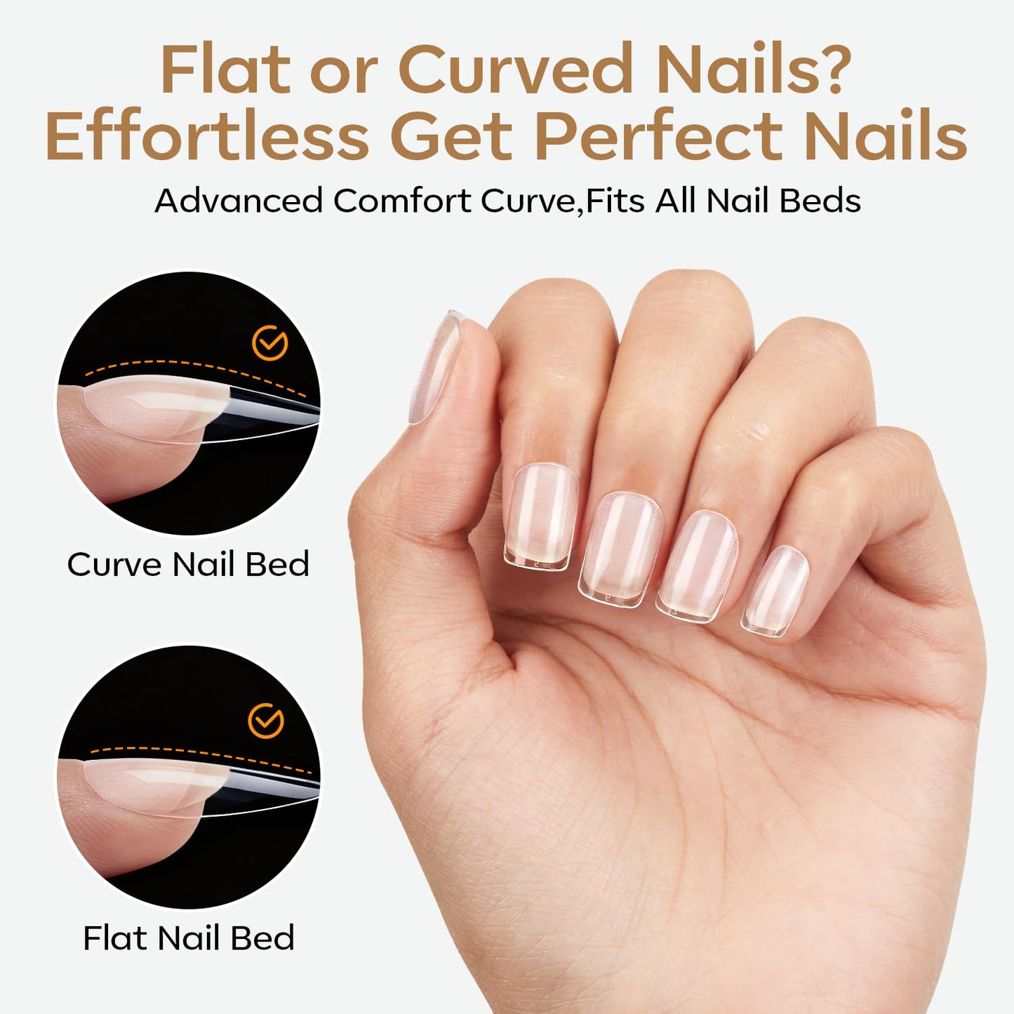 modelones Extra Short Square Gel Nail Tips, 360pcs Pre-etched Clear Fake Nails Press On Full Cover Half Matte 15 Sizes Acrylic Gel Tips for Extension Salon