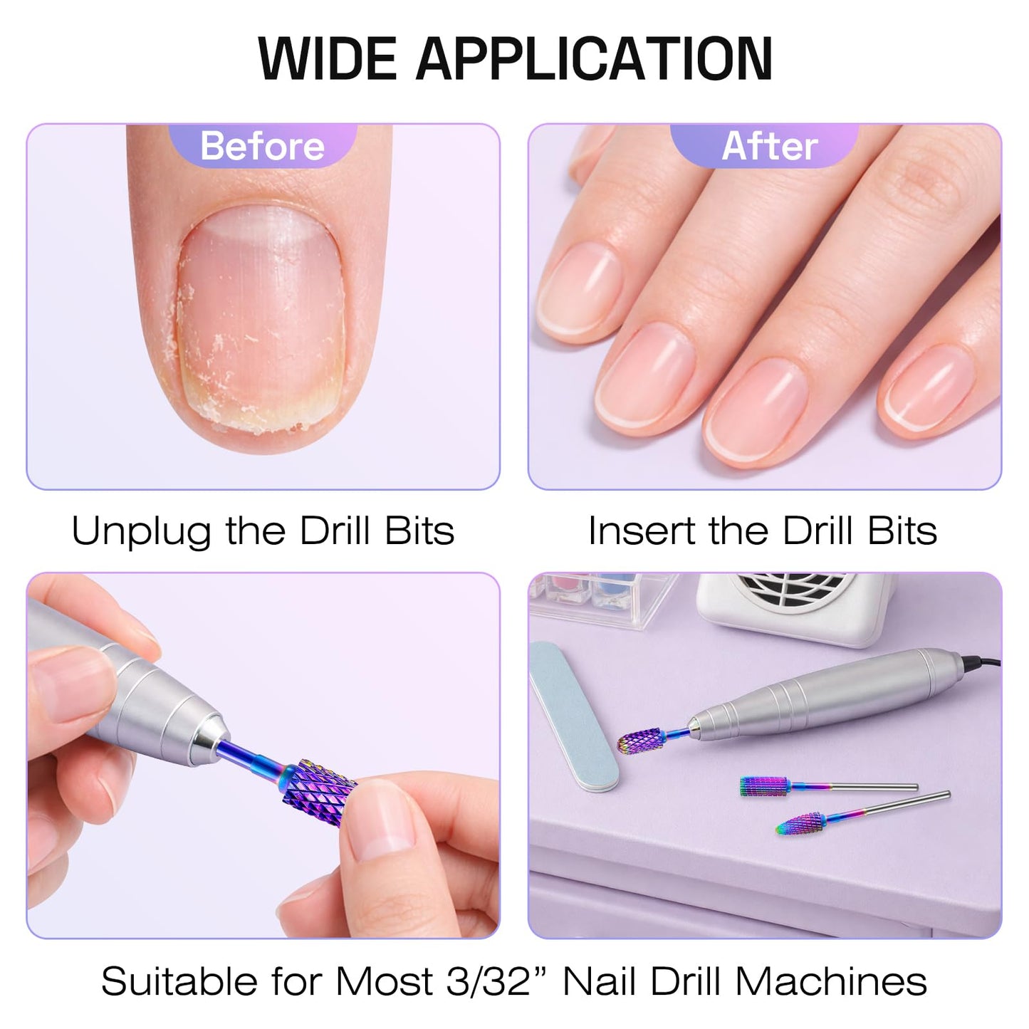 Nail Drill Bits Set with Storage Case: 30pcs 3/32 Inch Carbide Diamond Ceramic Professional Salon Kit for Acrylic Nails, Multi-Function for Women Nail Artists Manicure Pedicure (Silver)