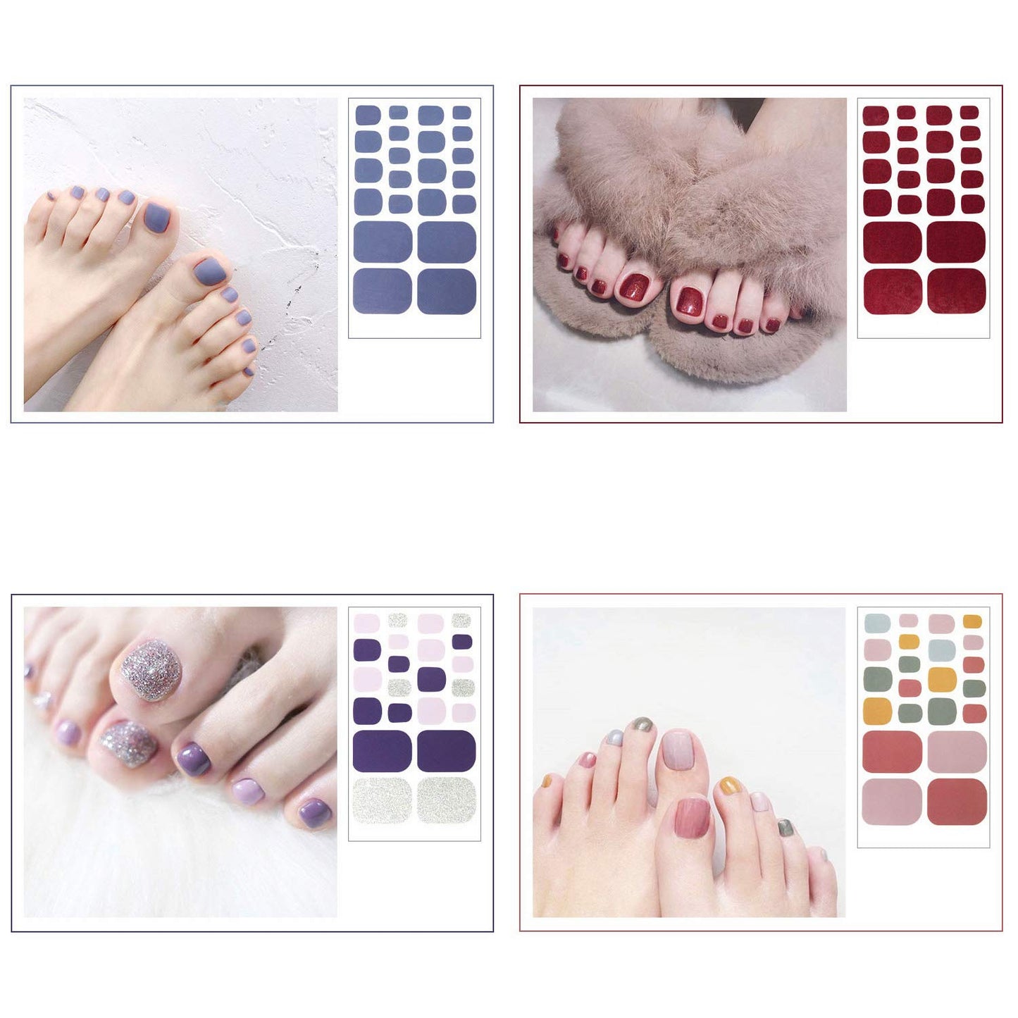 SILPECWEE 20 Sheets Toenail Polish Strips for Women Toe Nail Stickers Full Nail Wraps Self Adhesive Gel Nail Strips Toes Manicure Sticker for Nail Art Accessories with Nail File