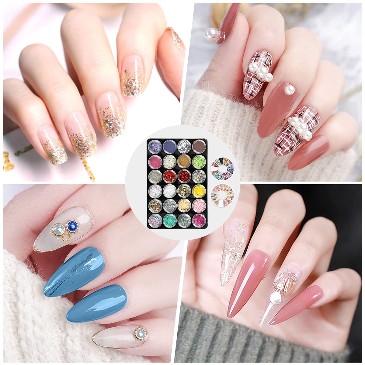 MeiBoes Gel Nail Polish Kit with 48W UV Lamp, 22pcs nail polish with Base Coat and Top coat, 6 Colors Extension Poly Nail Gel set，Nail Drill & More,Professional Manicure Tool for Home DIY Salon