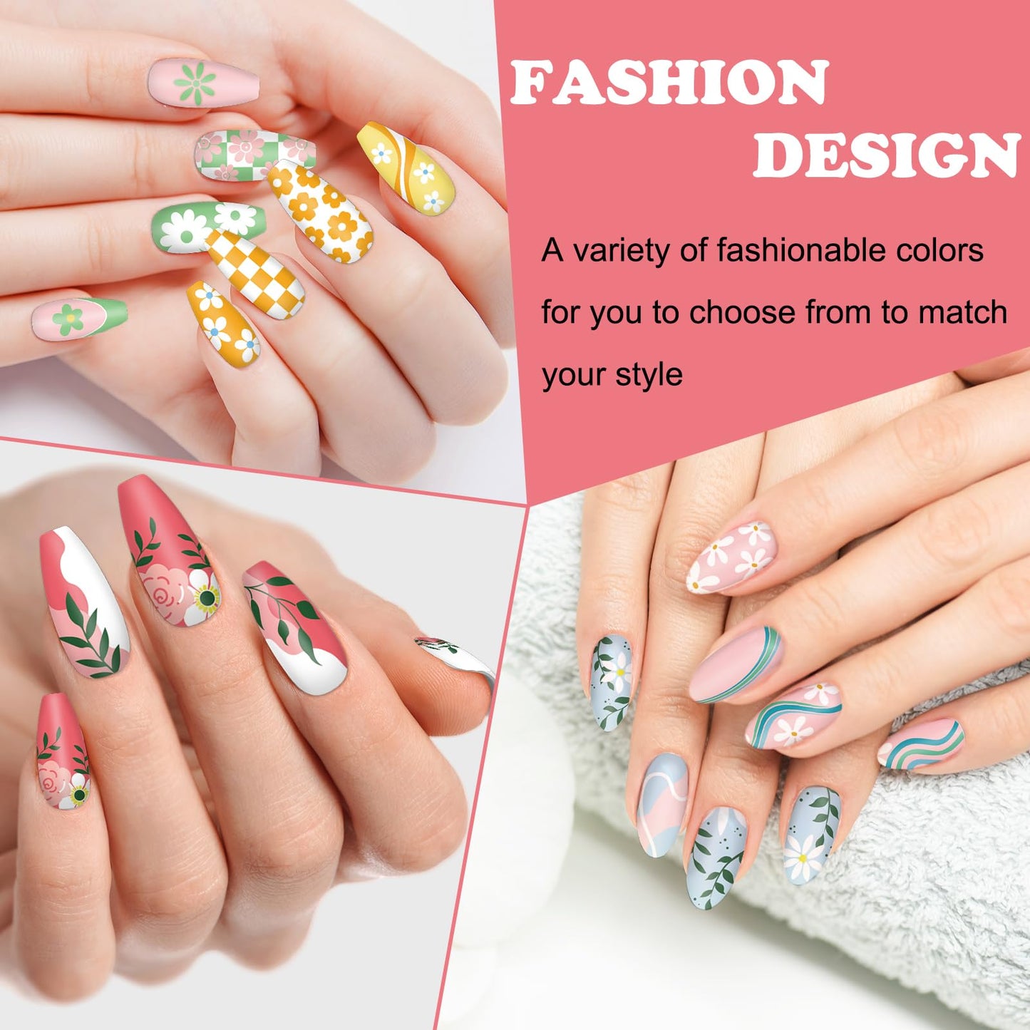 Whaline 6 Pcs Simple Floral Nail Plates Stamping Set Flower Leaves Stamp Templates Nail Art Plates for DIY Print Manicure Salon Design Gift