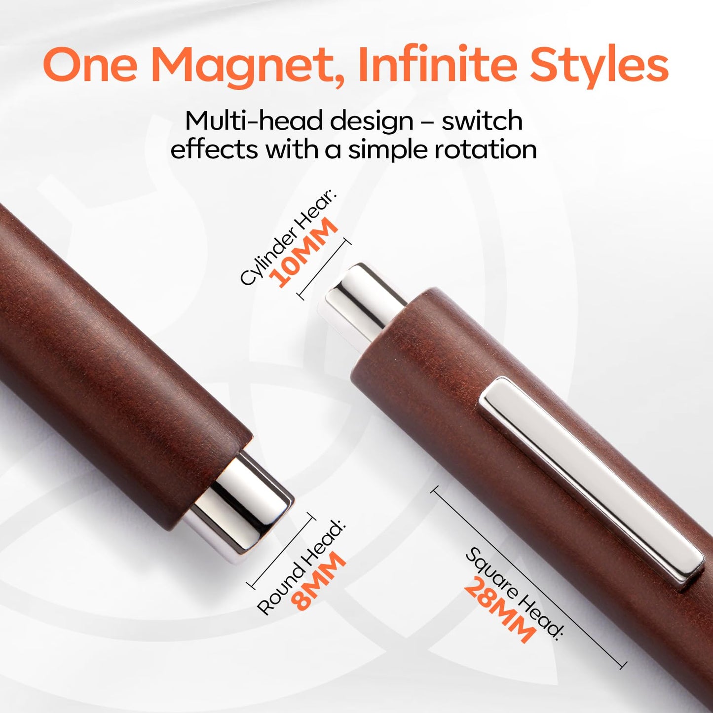 Modelones 3-in-1 Cat Eye Magnet, Double-Ended Cat Eye Magnet for Nails Multi-Function Nail Tool with Wide & Narrow Tips Strong Magnetic Stick for Cateye Gel Polish, DIY & Professional Salon Use