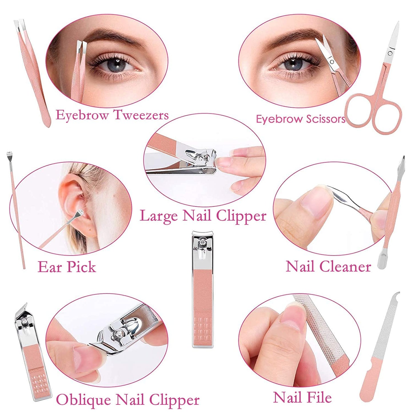 Manicure Set Women Nail Clippers Set Nail kit Manicure Pedicure Kits Professional Grooming Kit Nail Care Gift for Women Nail Sets Ultra Sharp Suitable for Home Travel Foot Hand Care Tools (Pack of 2)