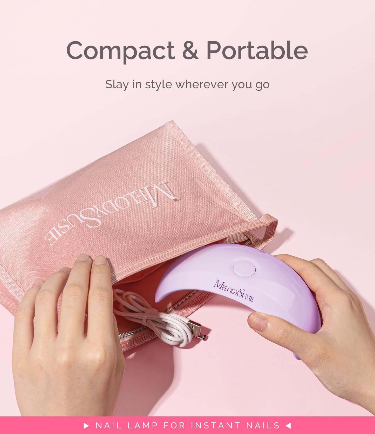 MelodySusie Pocket-Sized LED UV Nail Lamp with Ultra-Lightweight Design, P-ART04 UV Light Cures All Soft Gels at Home, Especially Instant Nails, Half-Cured Gel, Base Coat & Top Coat (Purple)