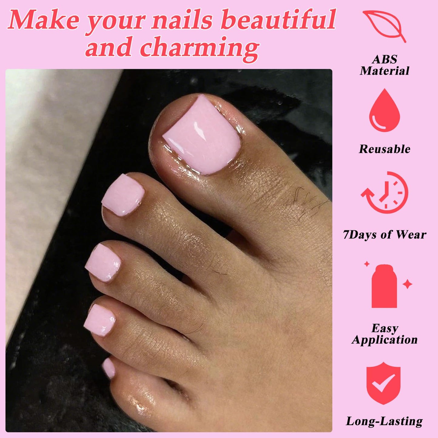 Lifextol 120PC Pink Press on Toenails for Women Fake Toe nail Press ons Acrylic Toe Press on Nails Set, Pink Press on Toe Nails Press on Fake Toenails Press ons Acrylic Toe Nail Tips Kit & Glue Tab-Q