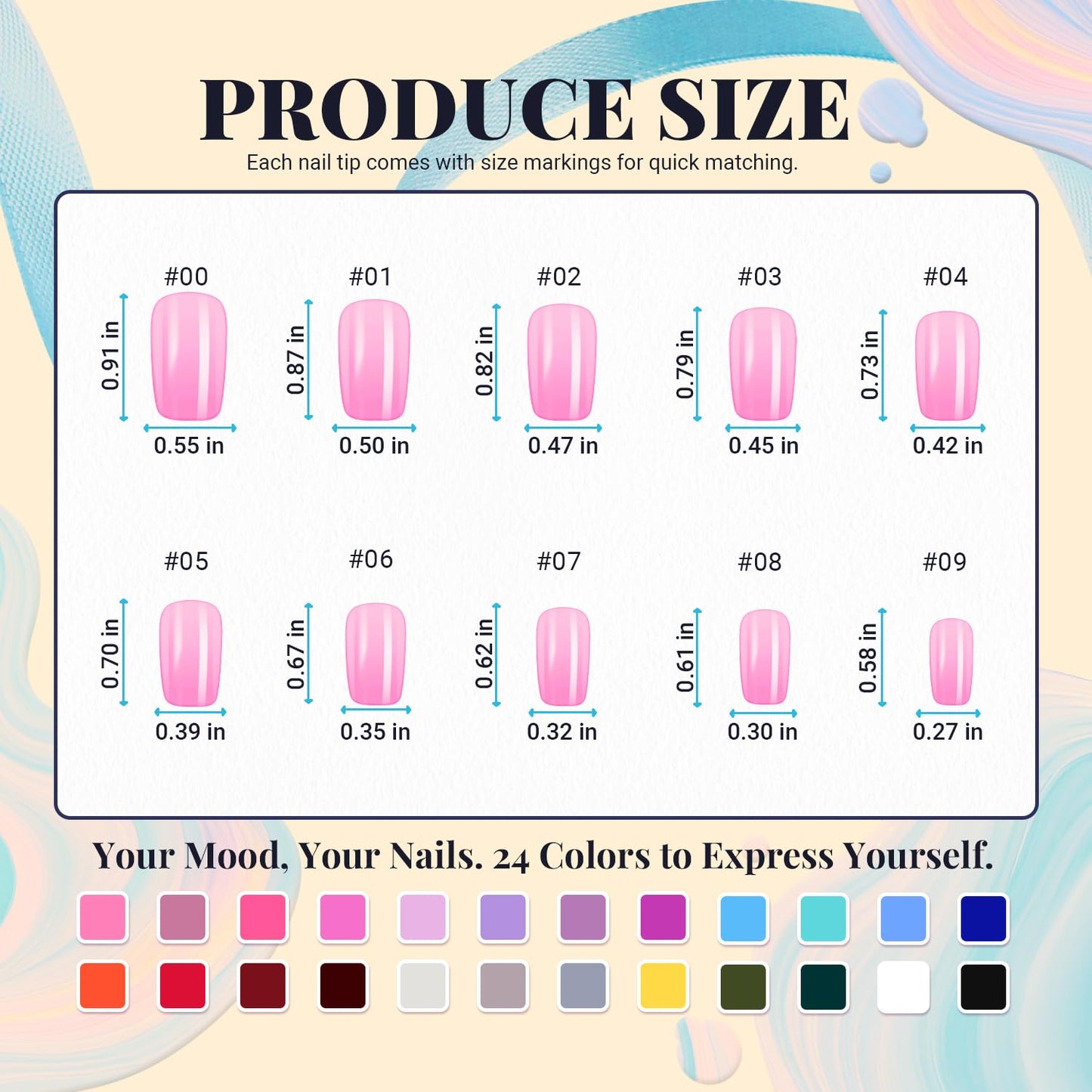 TsMADDTs Medium Square Press on Nails, 720 pcs Fake Nails with Glue, Files, Sticker, Tweezer for Women Home Art DIY