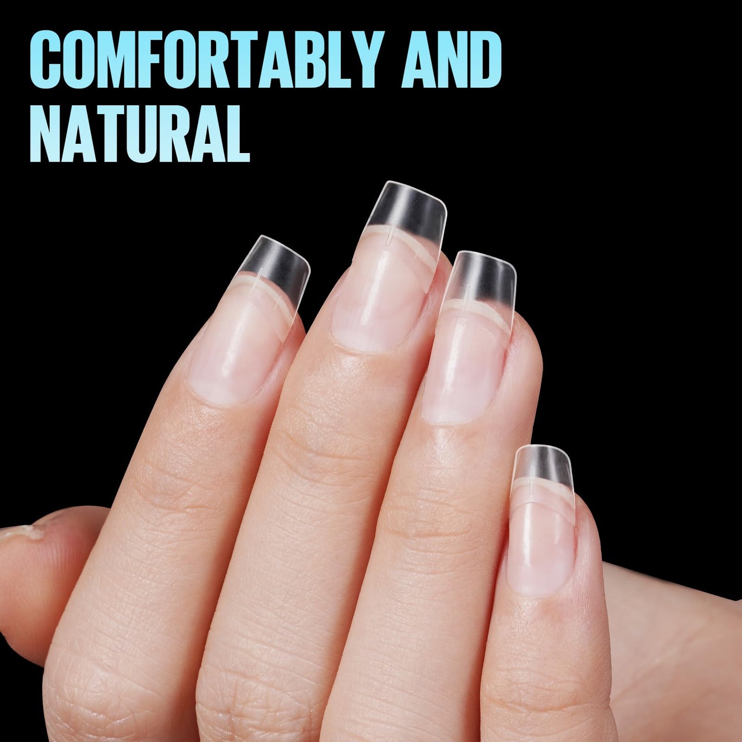 TOMICCA Short Squoval Nail Tips, 240Pcs Acrylic Half Cover Tips, 12 Sizes No C Curve Full Matte Gel Nail Tips, Nail Extension Tips for Beginner and Professional