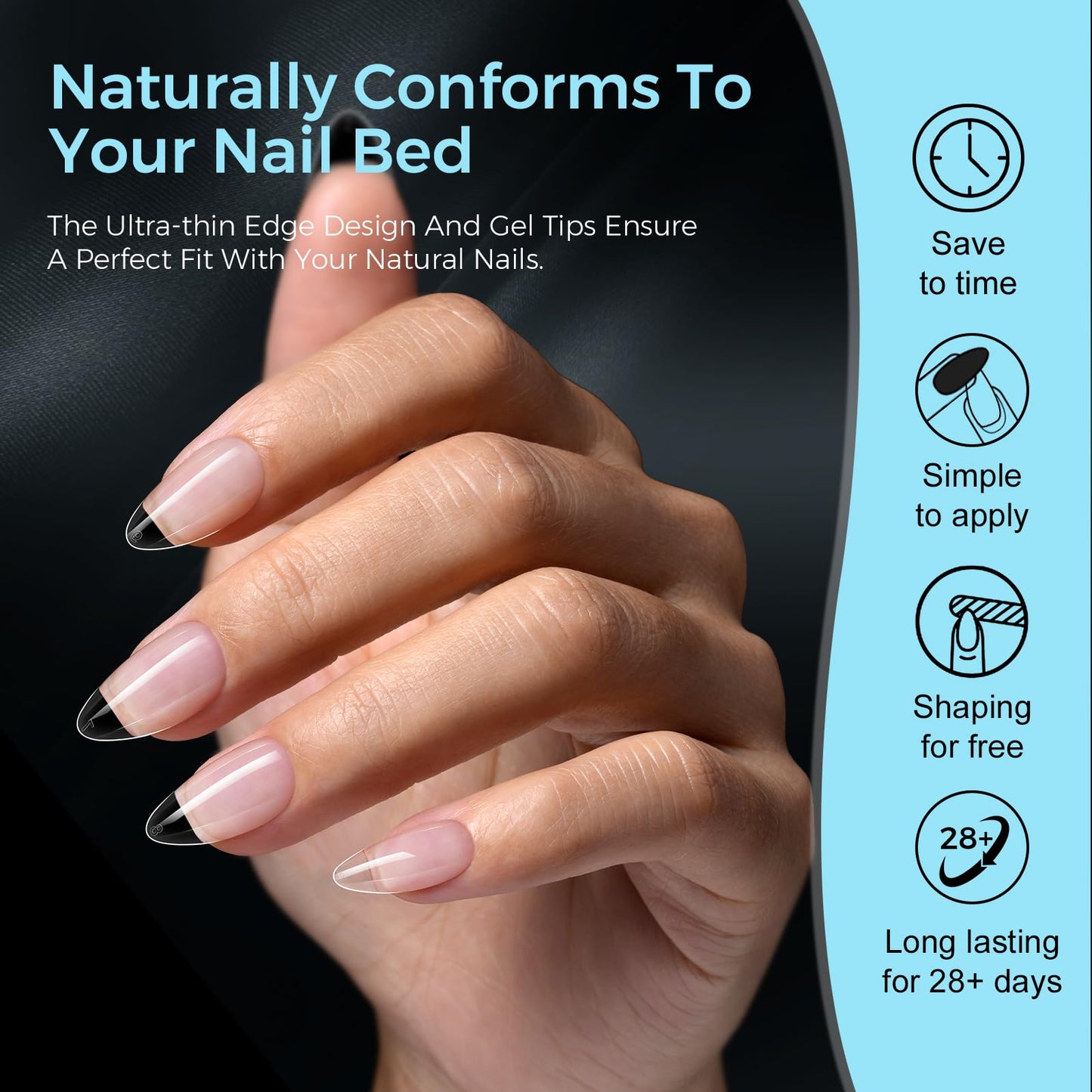 TOMICCA Short Almond Nail Tips 510PCS, 15 Sizes Gel Nail Tips for Clear Acrylic Nails, Almond Nail Tips for DIY Salon, Gel Nail Extension Tips for Beginners & Nail Techs