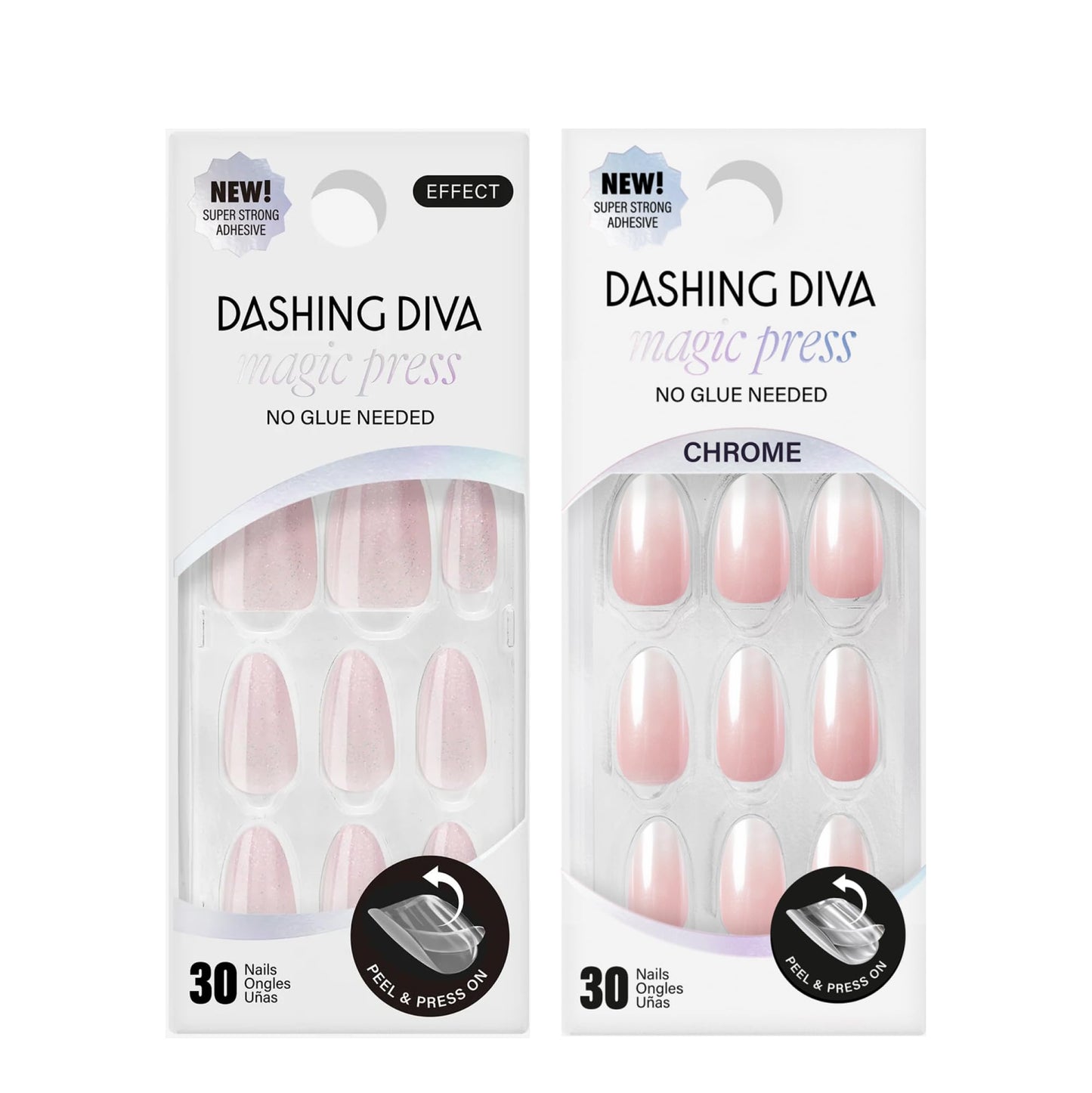 Dashing Diva Magic Press Premium Nail Bundle - Pretty Little Pinks Collection - Press On Nails- Pretty Thing & Rosewater Glaze Almond - Long Lasting Gel - Lasts Up to 7 Days - 2 Sets