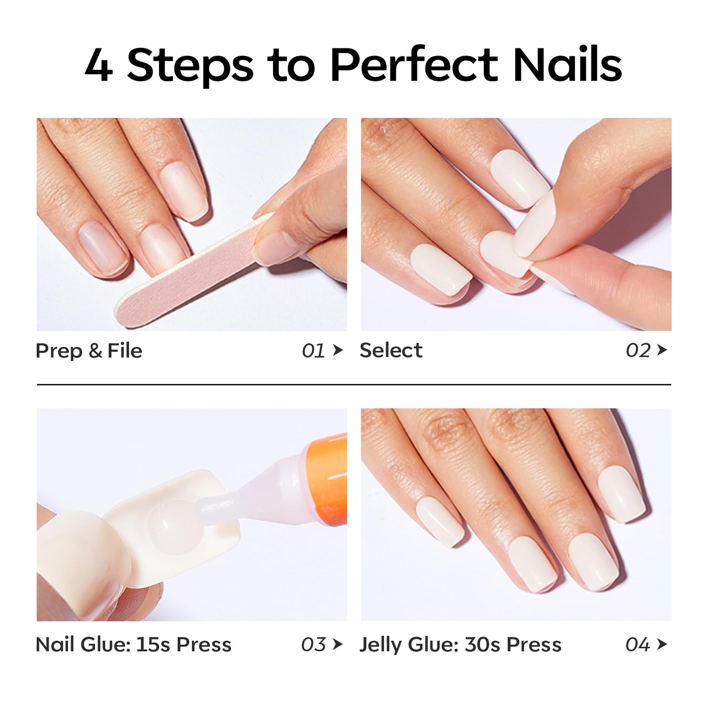 Modelones Extra Short Press on Nails, Dark Green Squoval Fake Nails, Reusable Nail Kit with Nail Glue Adhesive Tabs Mini Nail File, Nails Press Ons 32Pcs 16 Sizes, Women Girl Gift