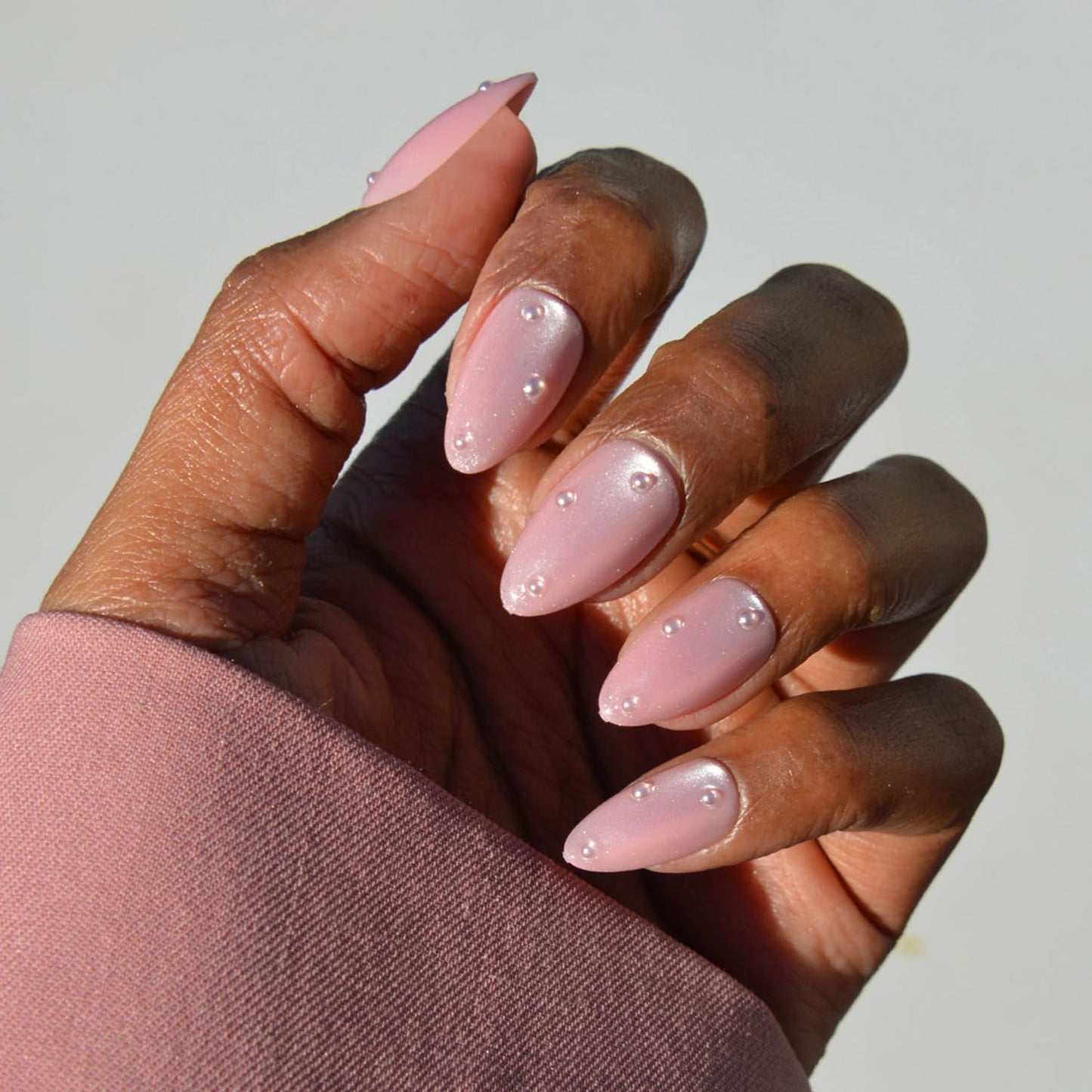 Glamnetic Press-On Nails Bundle - Pink Velvet | 3 Short Almond Fake Nails with Soft Pink Tones, 3D Accents & Velvet Finishes | Durable, Salon-Quality Nail Kits