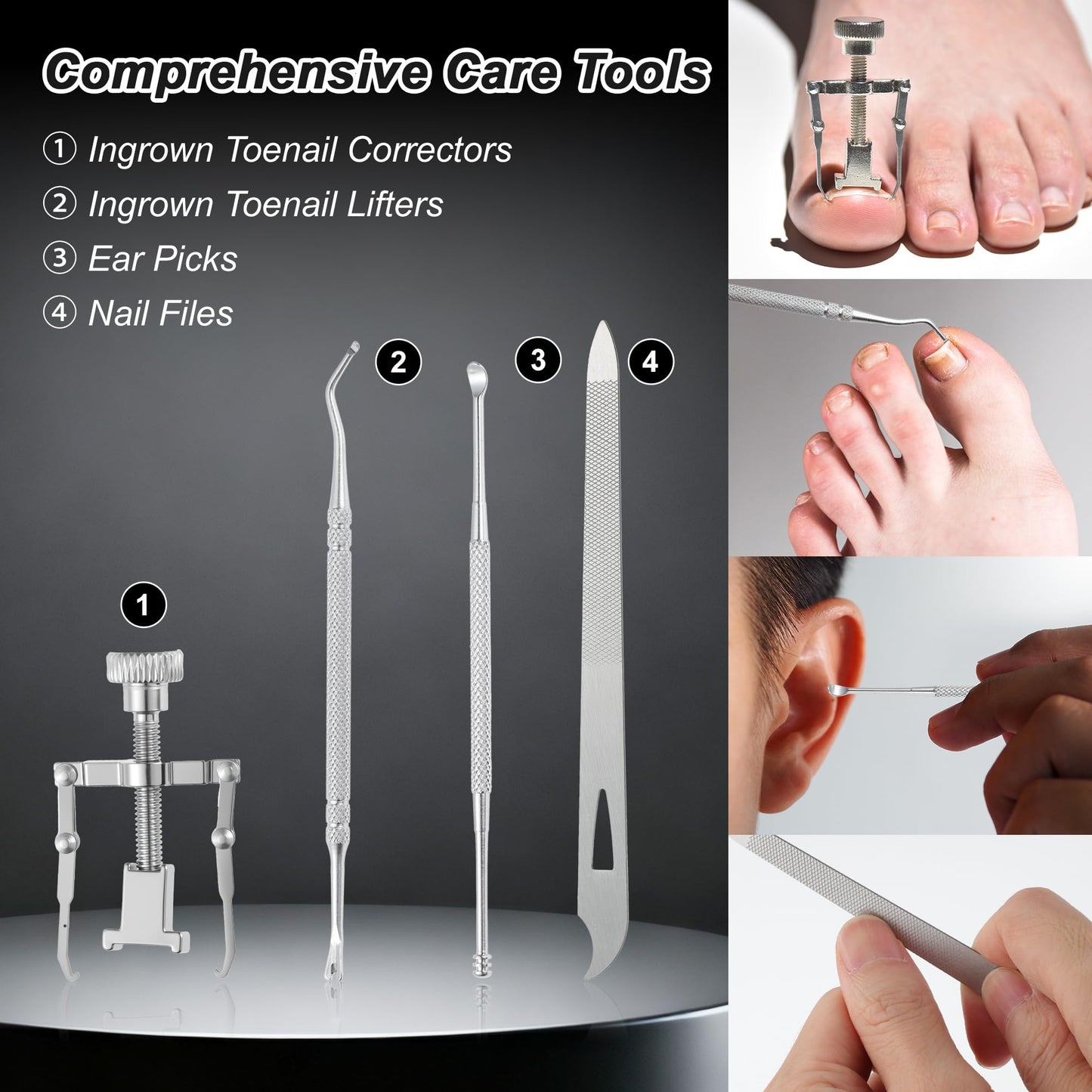 VOCOSTE Toenail Care Kit 13-Piece Ingrown Toenail Tools, Professional Grooming Set for Thick Nail Clipper Foot File Callus Removal & Pedicure