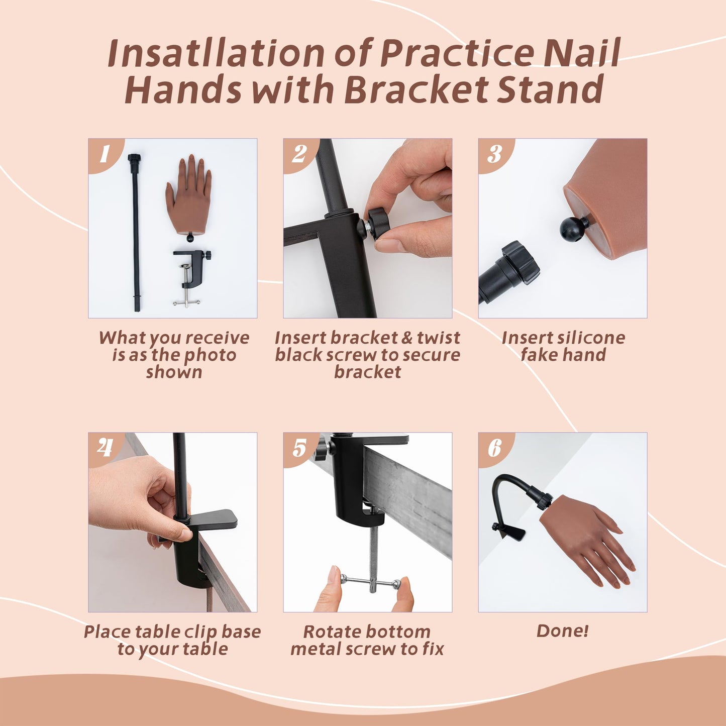 Veikmv Practice Hand for Acrylic Nails,Professional Mannequin Training Hand with Flexible Fingers for Acrylic Nails,Gel Polish & Nail Art,Complete Practice Kit for Manicure Beginners