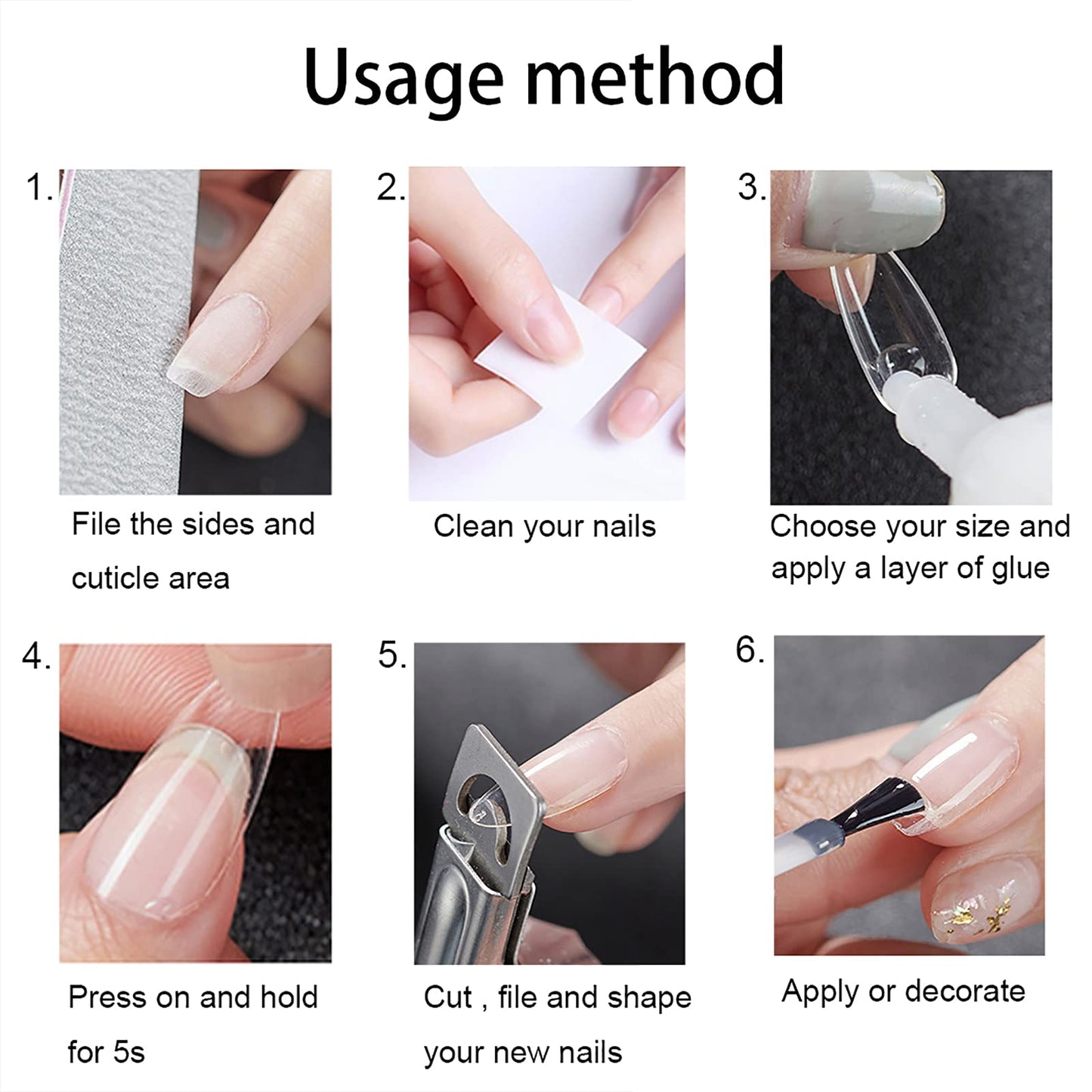 500Pcs Medium Square Nail Tips Full Cover Acrylic False Nails with Case for DIY Nail Art, 10 Sizes (Natural)