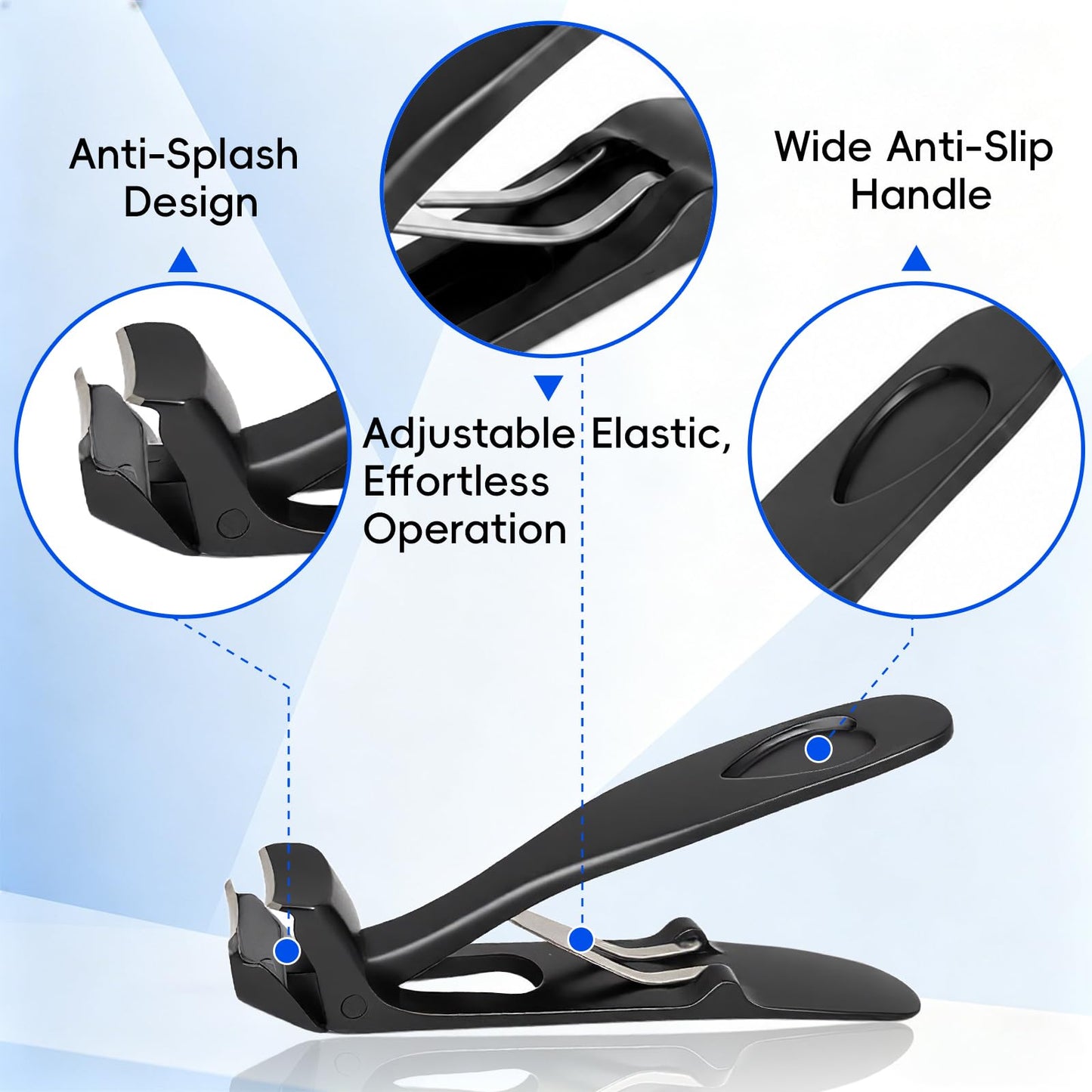 Seektik Angled Head Toe Nail Clippers for Seniors for Thick Nails, Ultra Wide Jaw Opening Nail Clippers Set, Premium Finger Nails Clipper Set of 3-Piece with Catcher, for Men Women
