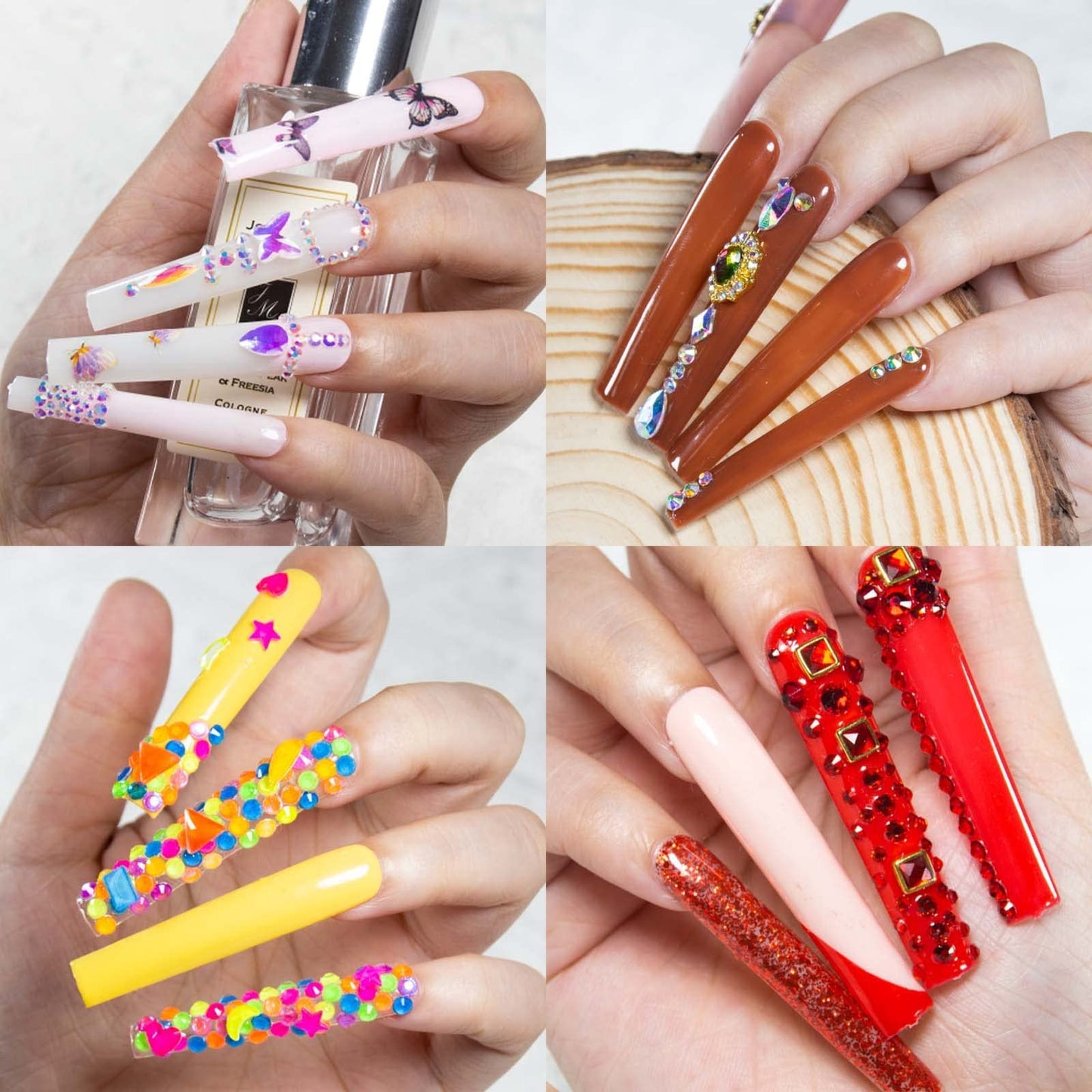U-Shinein 504PCS XXXL Natural No C Curved Nail Tips, Half Cover Professional Fake Nails 12 Sizes, 3XL Square Straight Shape False Nail Tips, French Fake Nail Tips 2.2 Inch For Salon Home DIY