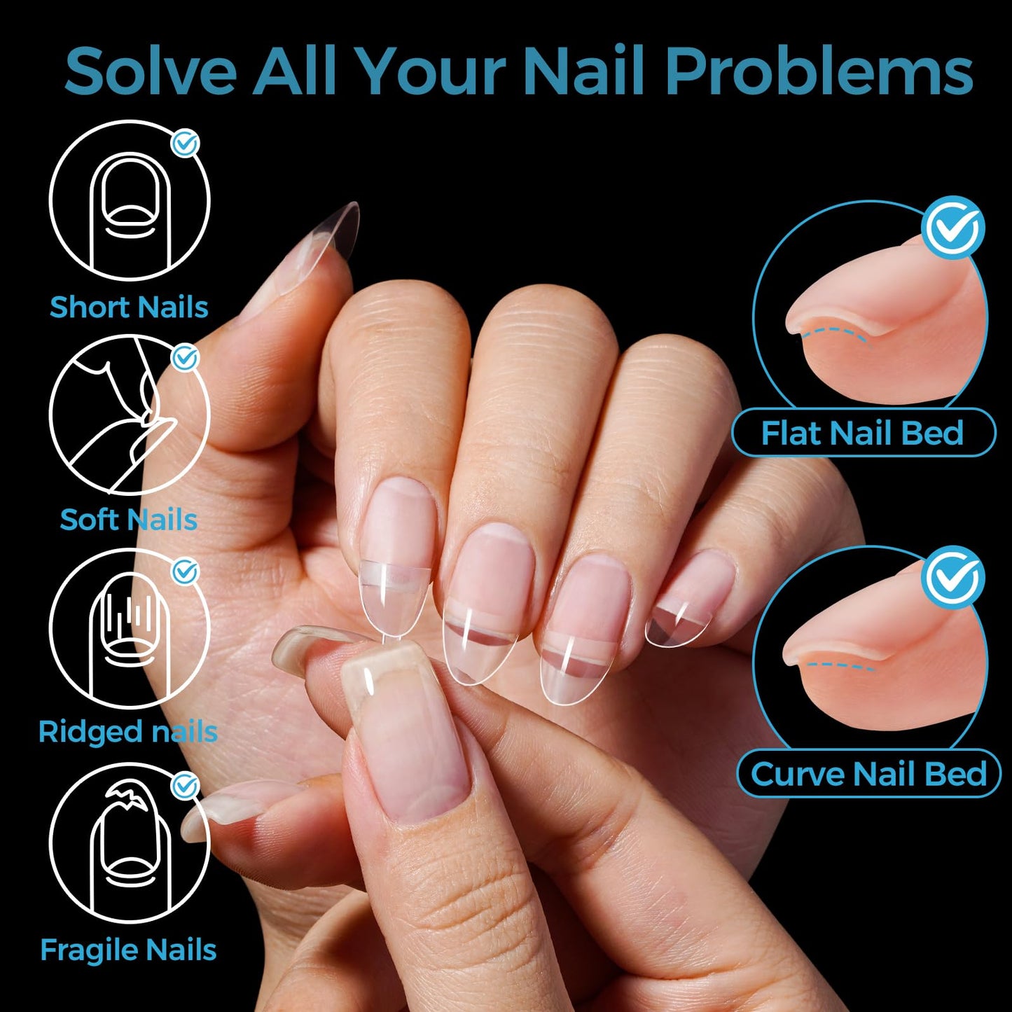 TOMICCA Short Almond Nail Tips Half Cover 504PCS Pre-Shaped Gel Matte Soft Acrylic Nail Tips Almond Shape No C Curve Clear Press On Nails Long Lasting DIY Home Salon Manicure 12 Sizes
