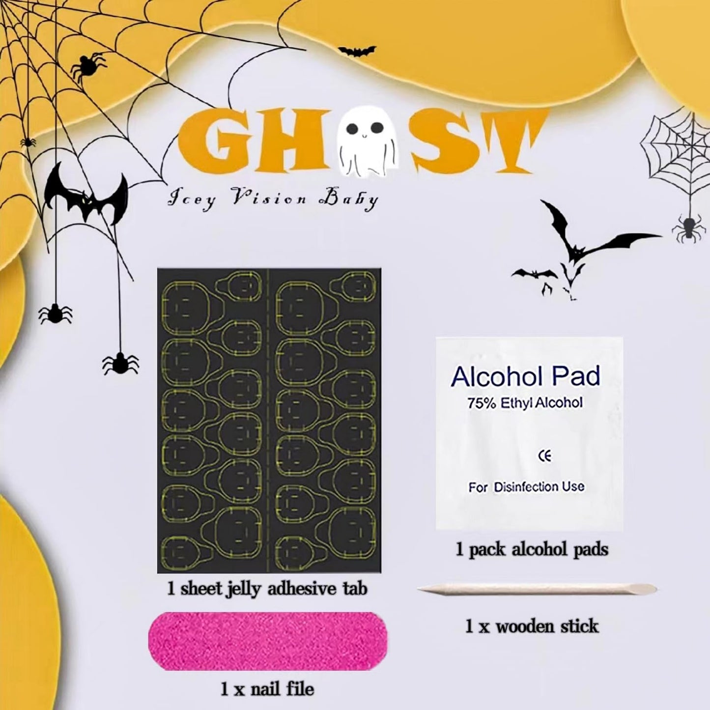 24Pcs Cute French Tip Press on Nails Short Almond Fake Nails Fall Halloween False Nails with Leopard Pumpkin Design Glossy Full Cover Halloween Ghost Nails Autumn Reusable Stick on Nail for Women
